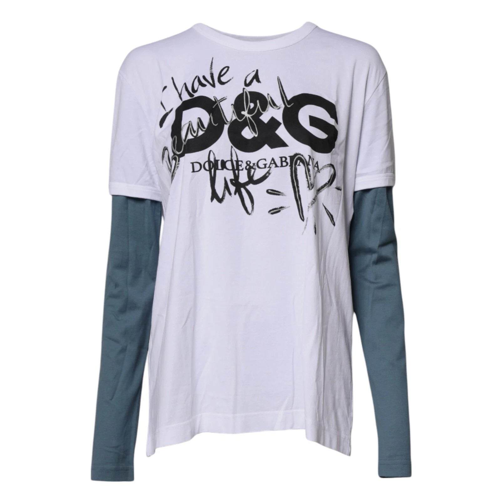 Dolce & Gabbana White Graphic Print Cotton Crew Neck T-shirt