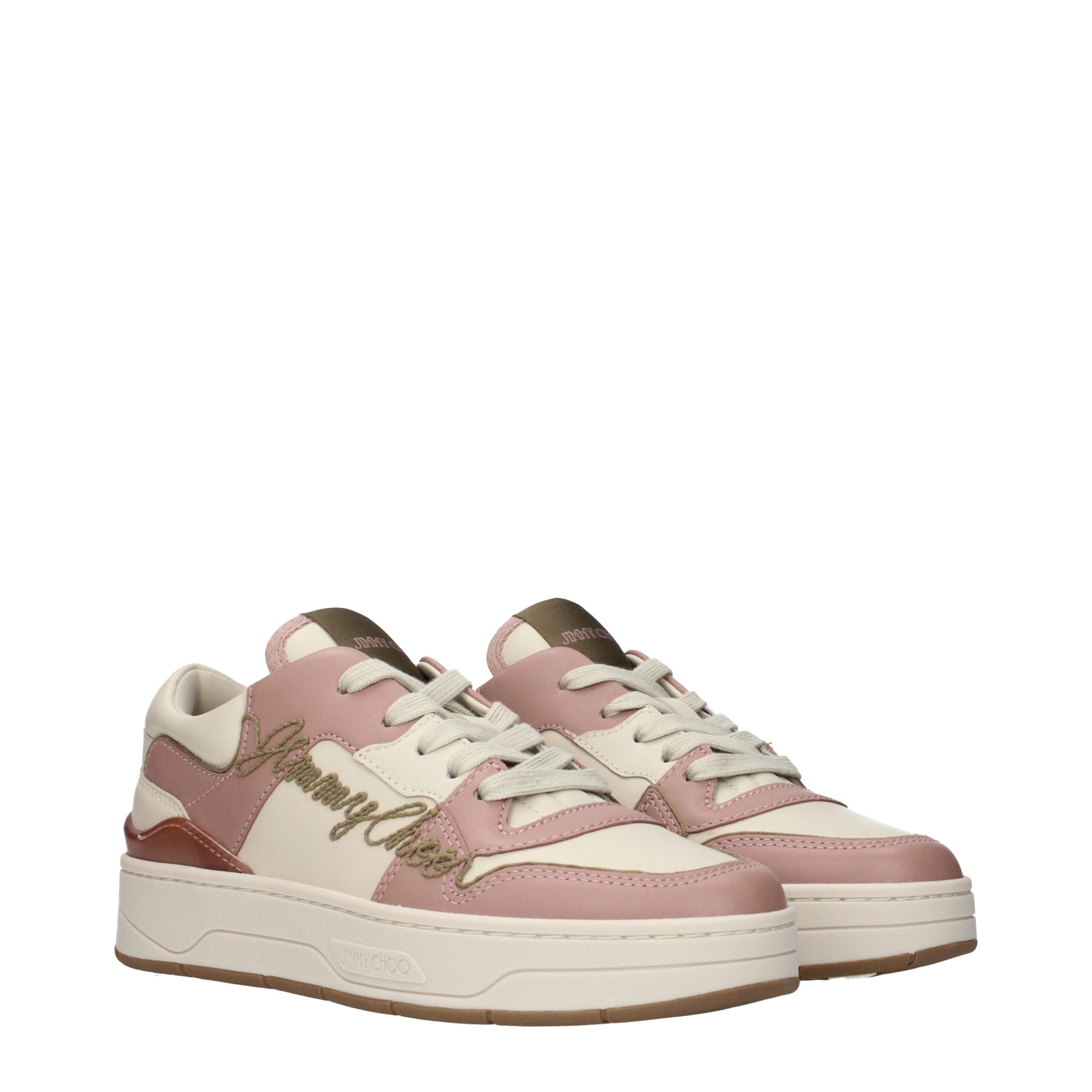 Jimmy Choo Pink Leather Low Top Sneakers