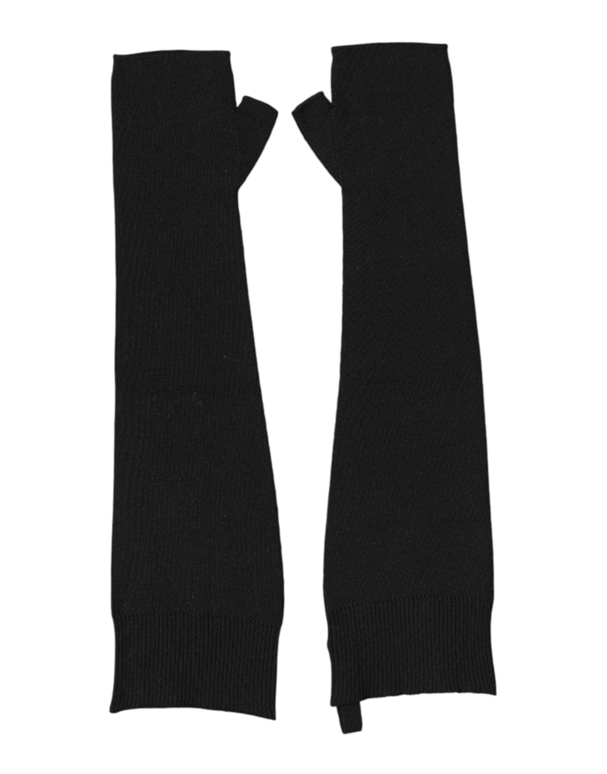 قفازات رجالية بدون أصابع من دولتشي آند غابانا، صوف أسود محبوك