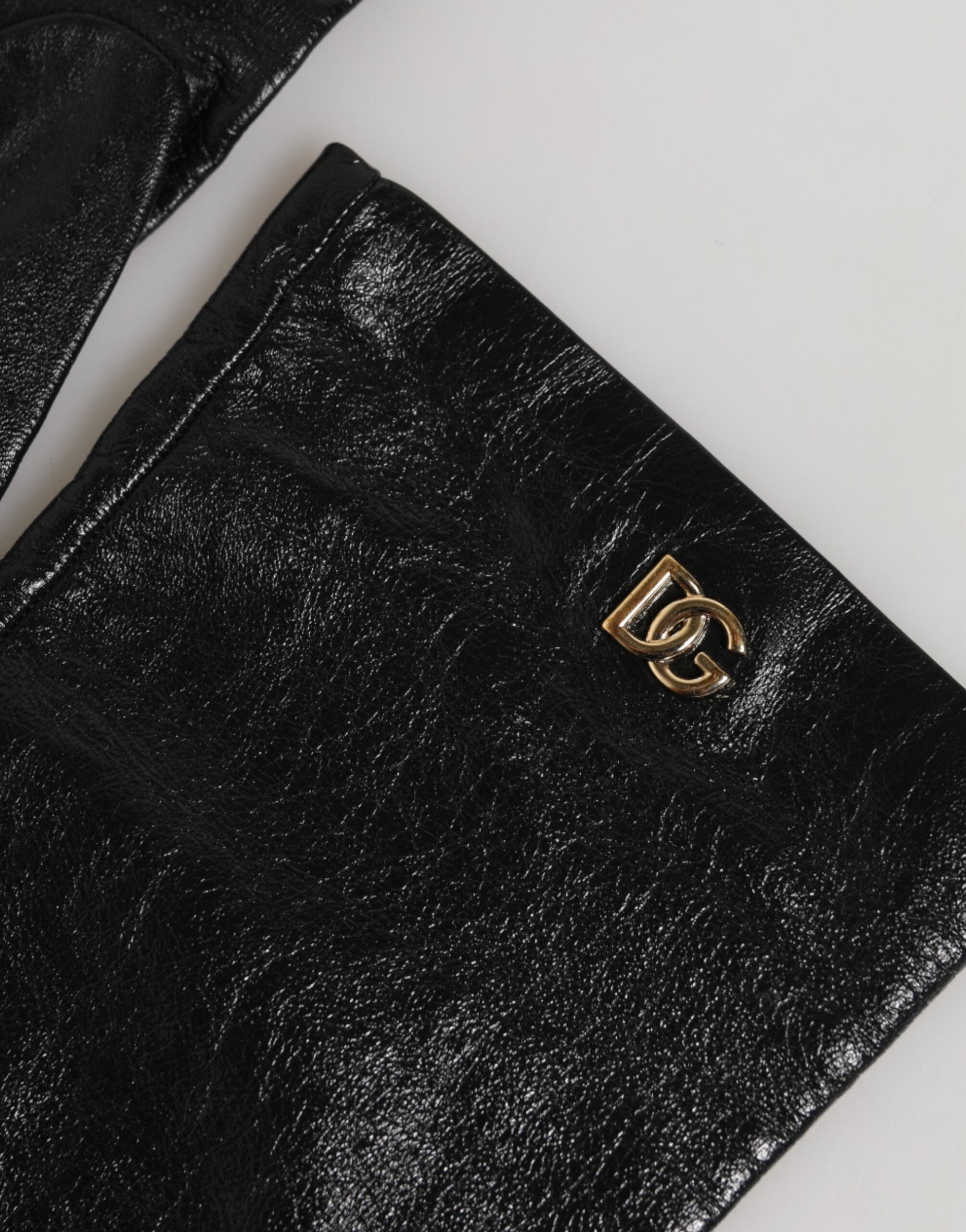 قفازات دولتشي آند غابانا سوداء من البوليستر بطول الكوع