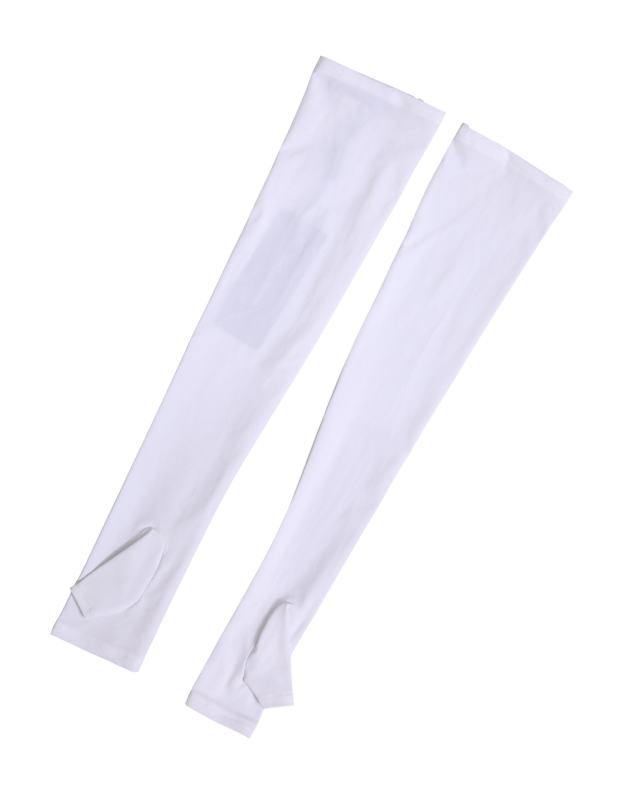 قفازات دولتشي آند غابانا بيضاء من النايلون بدون أصابع بطول الكوع