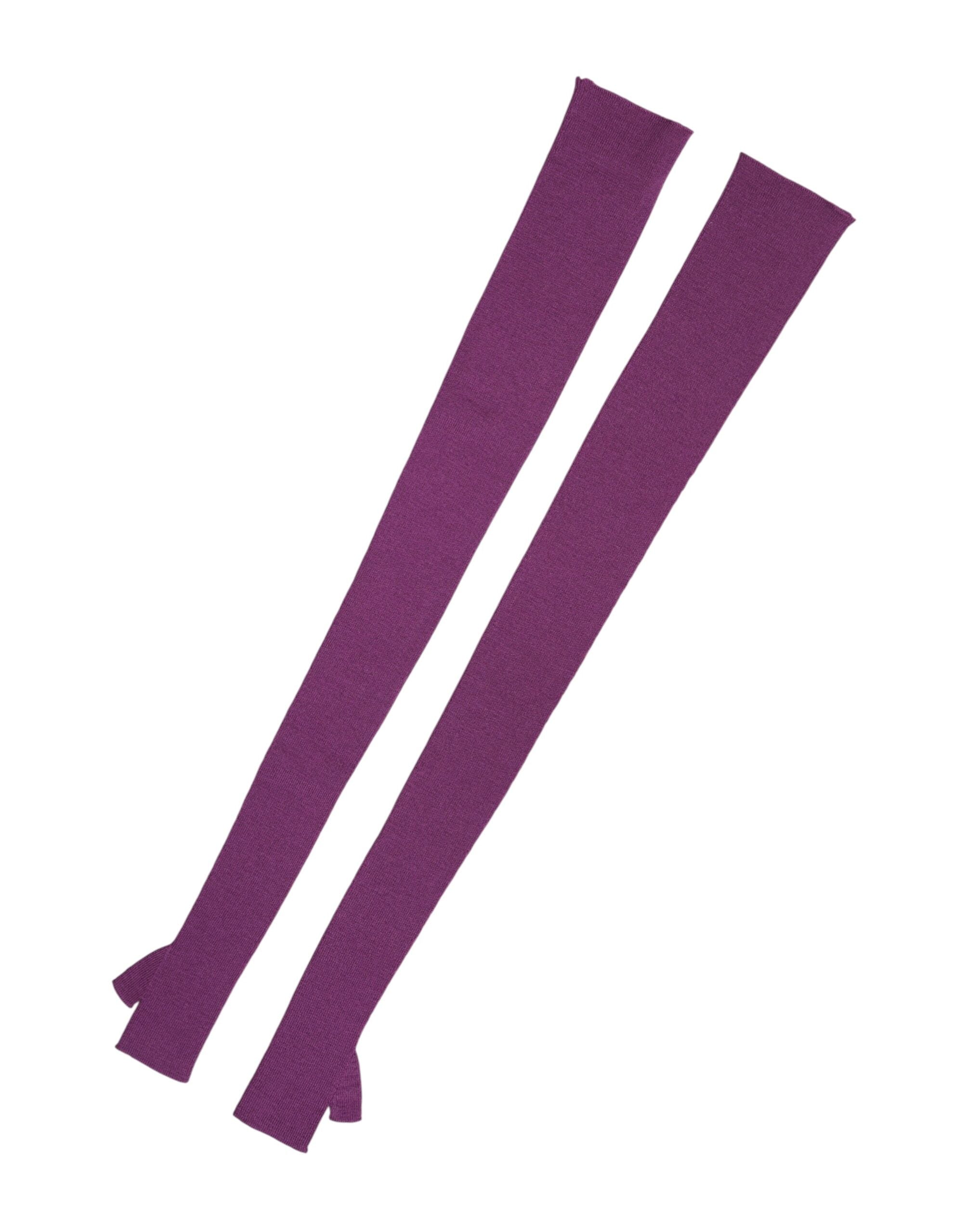 قفازات دولتشي آند غابانا صوفية أرجوانية بدون أصابع بطول الكوع للنساء مقاس واحد