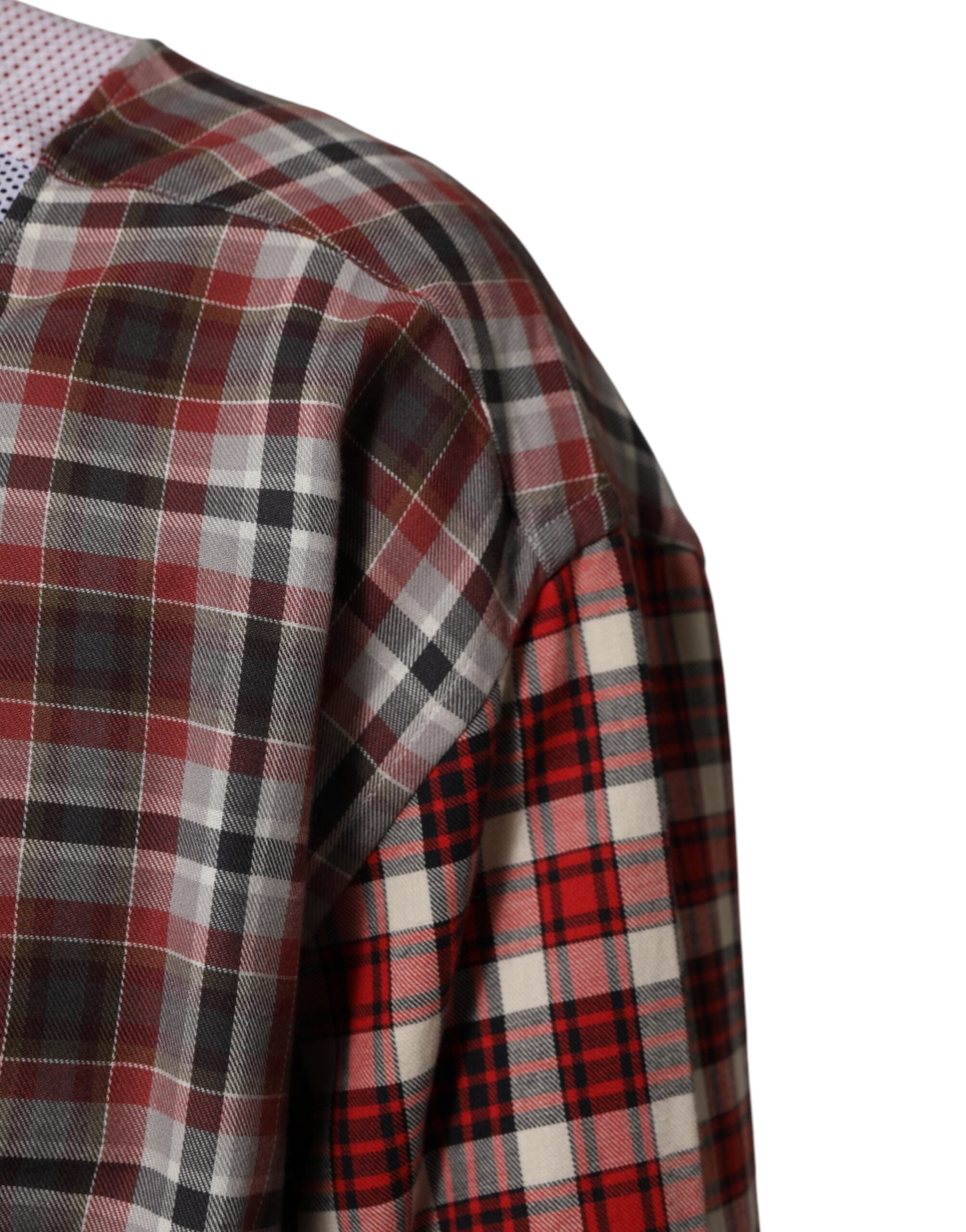 قميص دولتشي آند غابانا متعدد الألوان من القطن ذو الياقة والمربعات