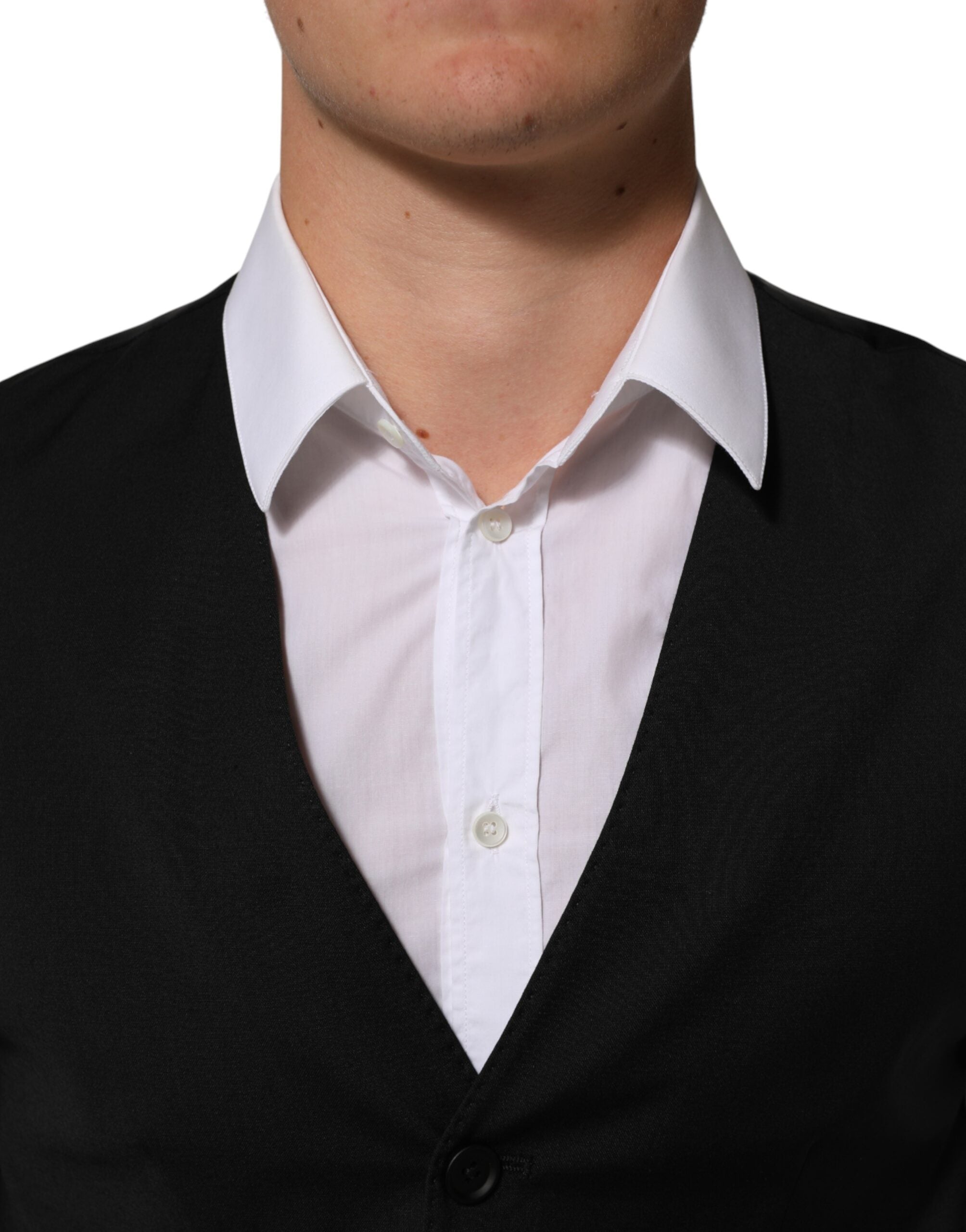 فستان بوليستر أسود رسمي مع صدرية من دولتشي آند غابانا