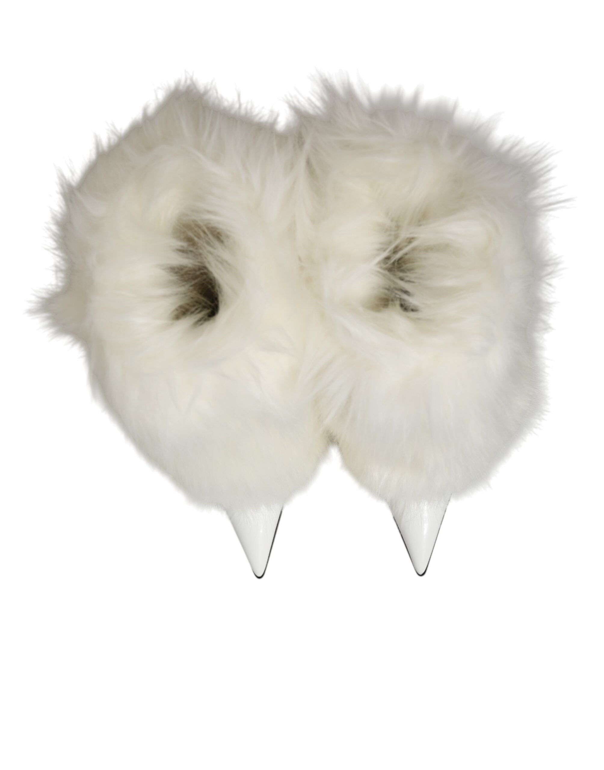 حذاء دولتشي آند غابانا أبيض من الفرو المدبب بكعب عالٍ يصل إلى الركبة