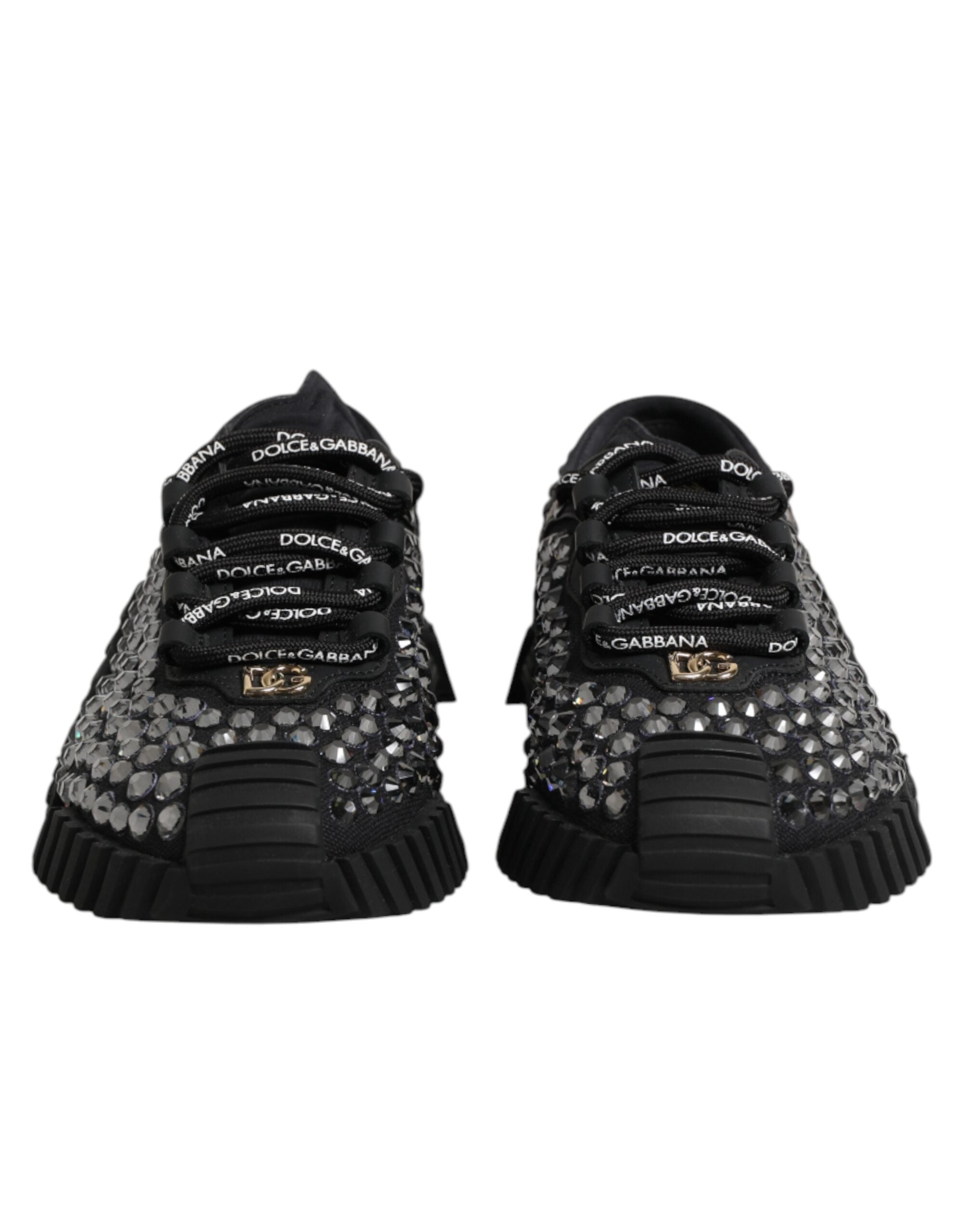 Dolce & Gabbana Shoes Black Embellished Low Top NS1 Sneakers Shoes