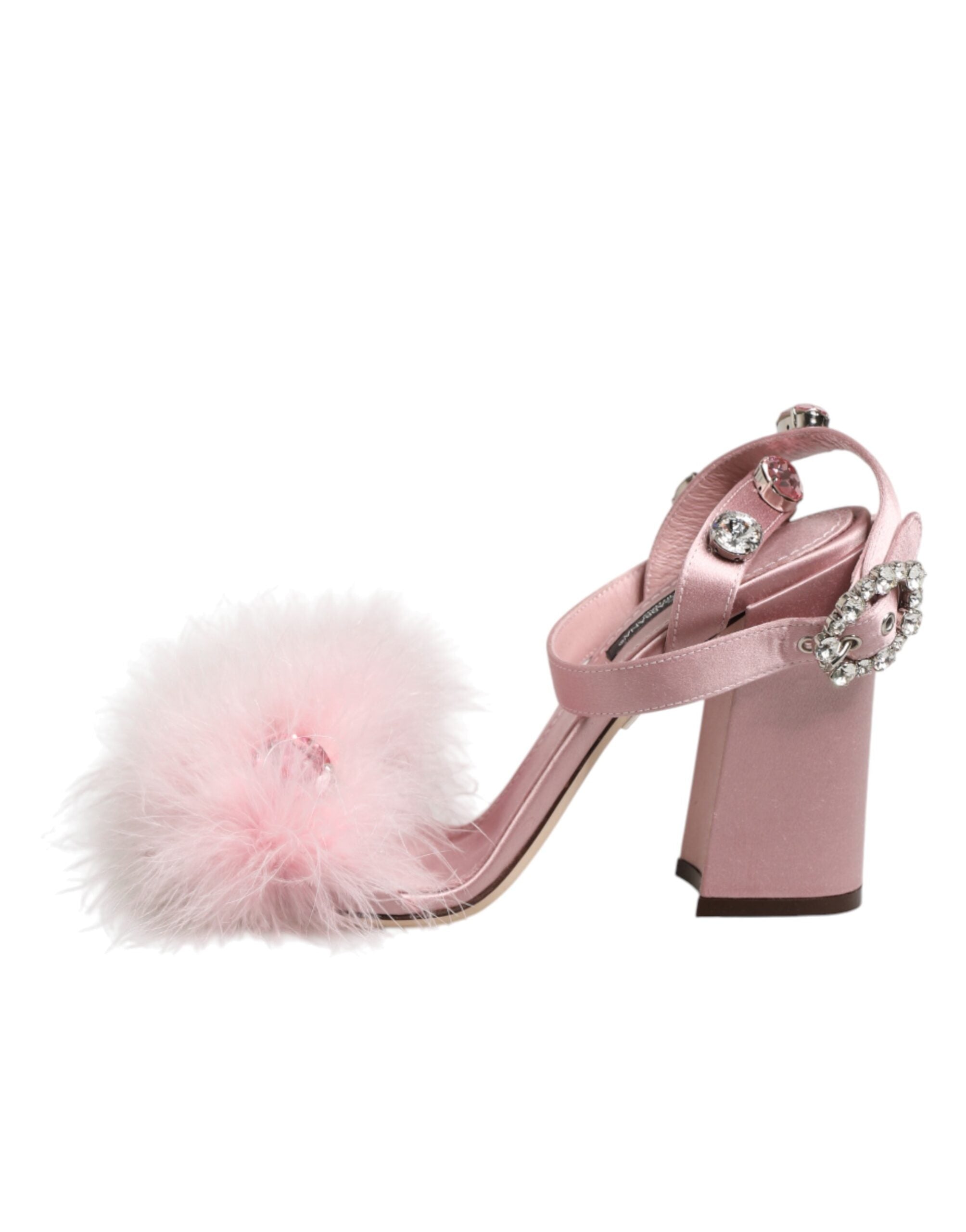 Dolce & Gabbana Pink Sequined Ankle Strap Sandals Shoes