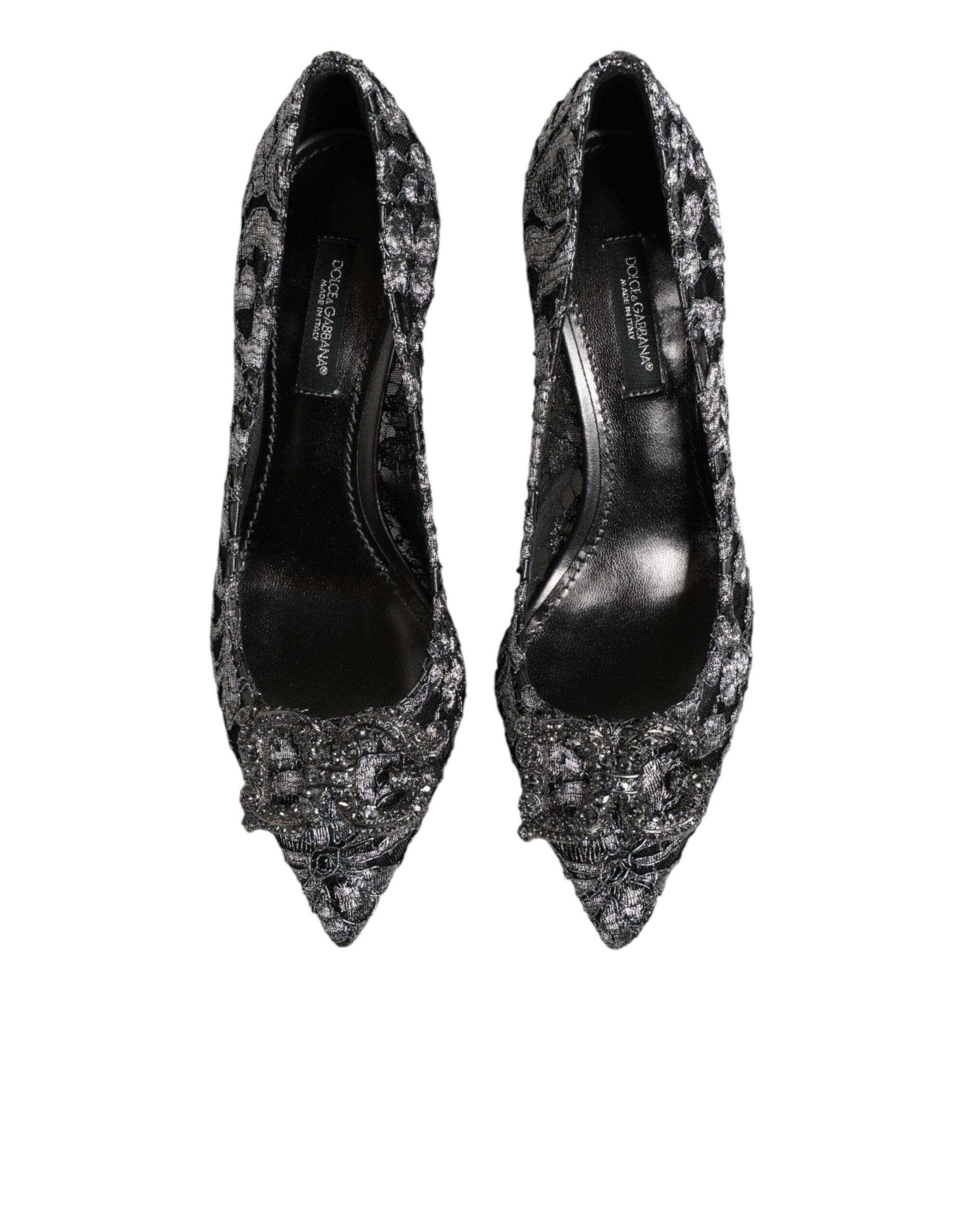 Dolce & Gabbana Silver Lace DG Amore Heels Pumps Shoes