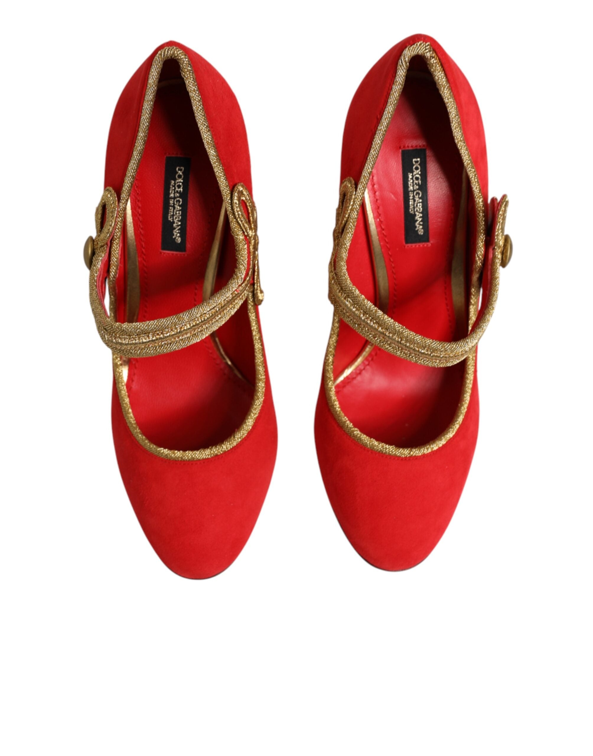 Dolce & Gabbana Red Embellished MARY JANES Pumps  Shoes