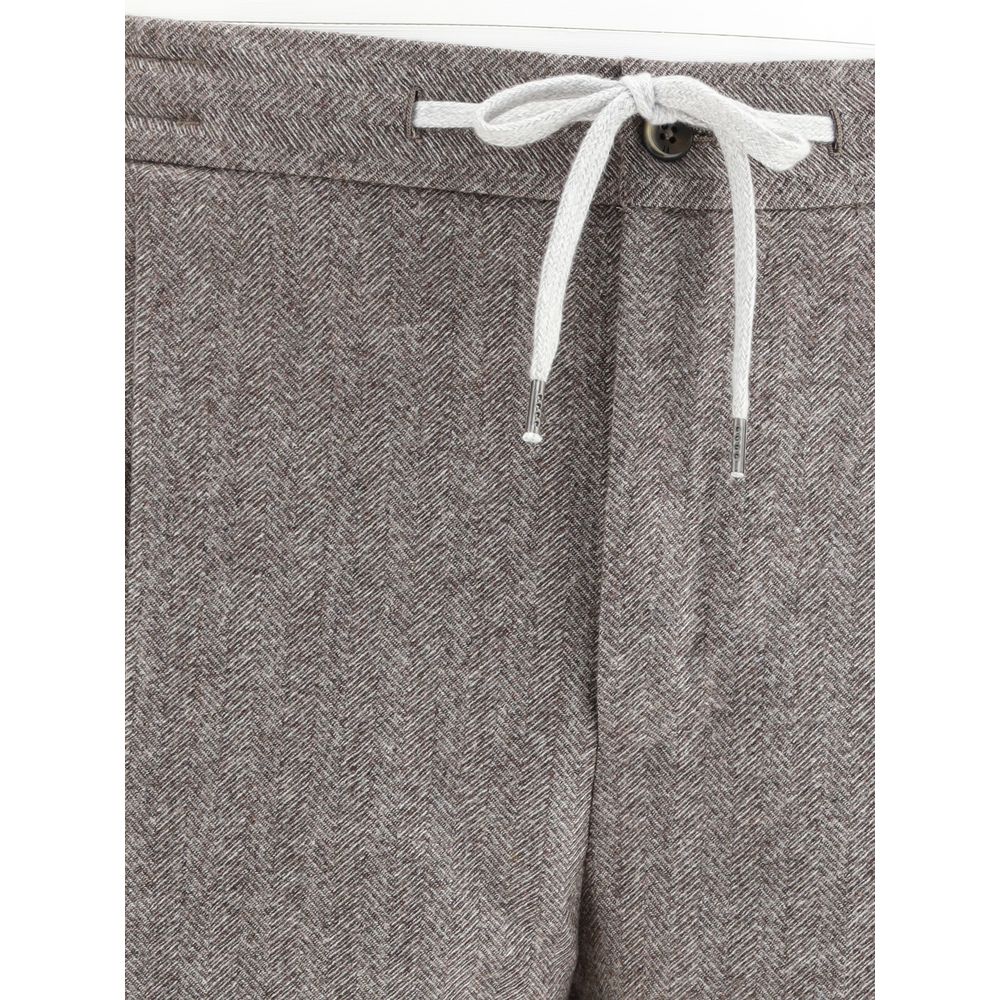 PT Torino Brown Fleece Wool Casual Pants