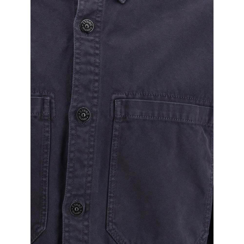 Stone Island Blue Cotton Dress Shirt