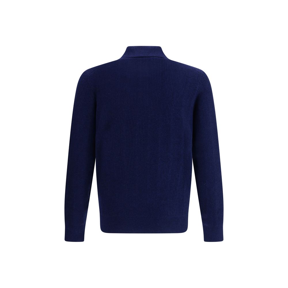 Brunello Cucinelli Blue Cashmere Polo Shirt