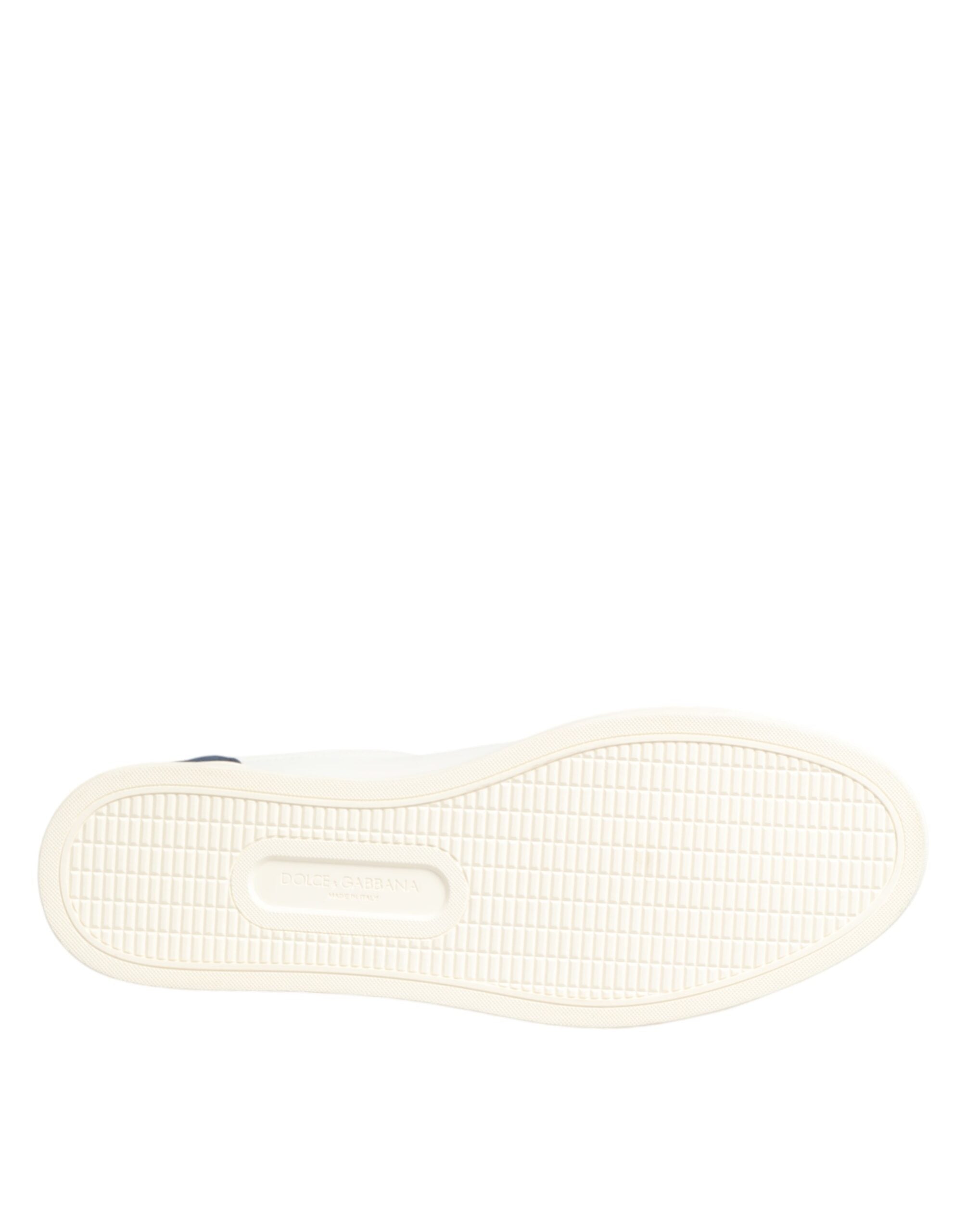 حذاء سنيكرز دولتشي آند غابانا أبيض وأزرق من الجلد برقعة شعار