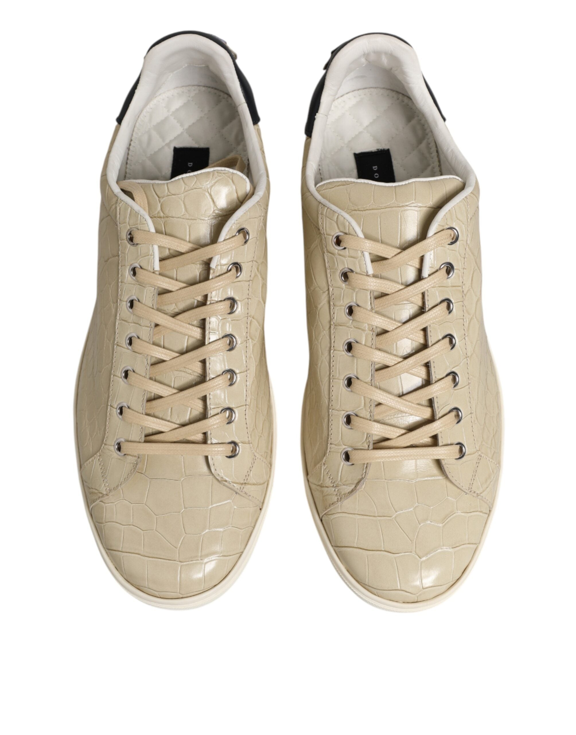 Dolce & Gabbana Beige London Low Top Leather Sneakers Shoes