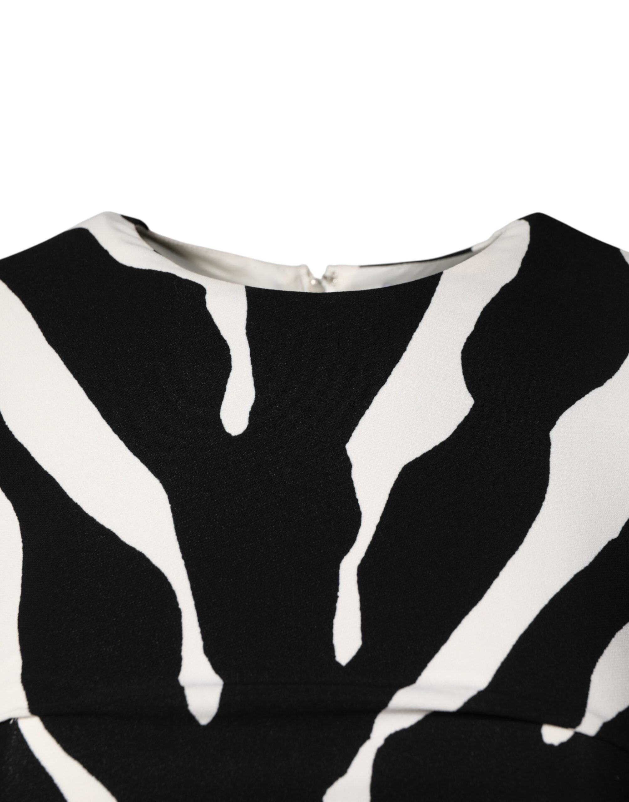 Dolce & Gabbana Black White Zebra Viscose Sheath Midi Dress
