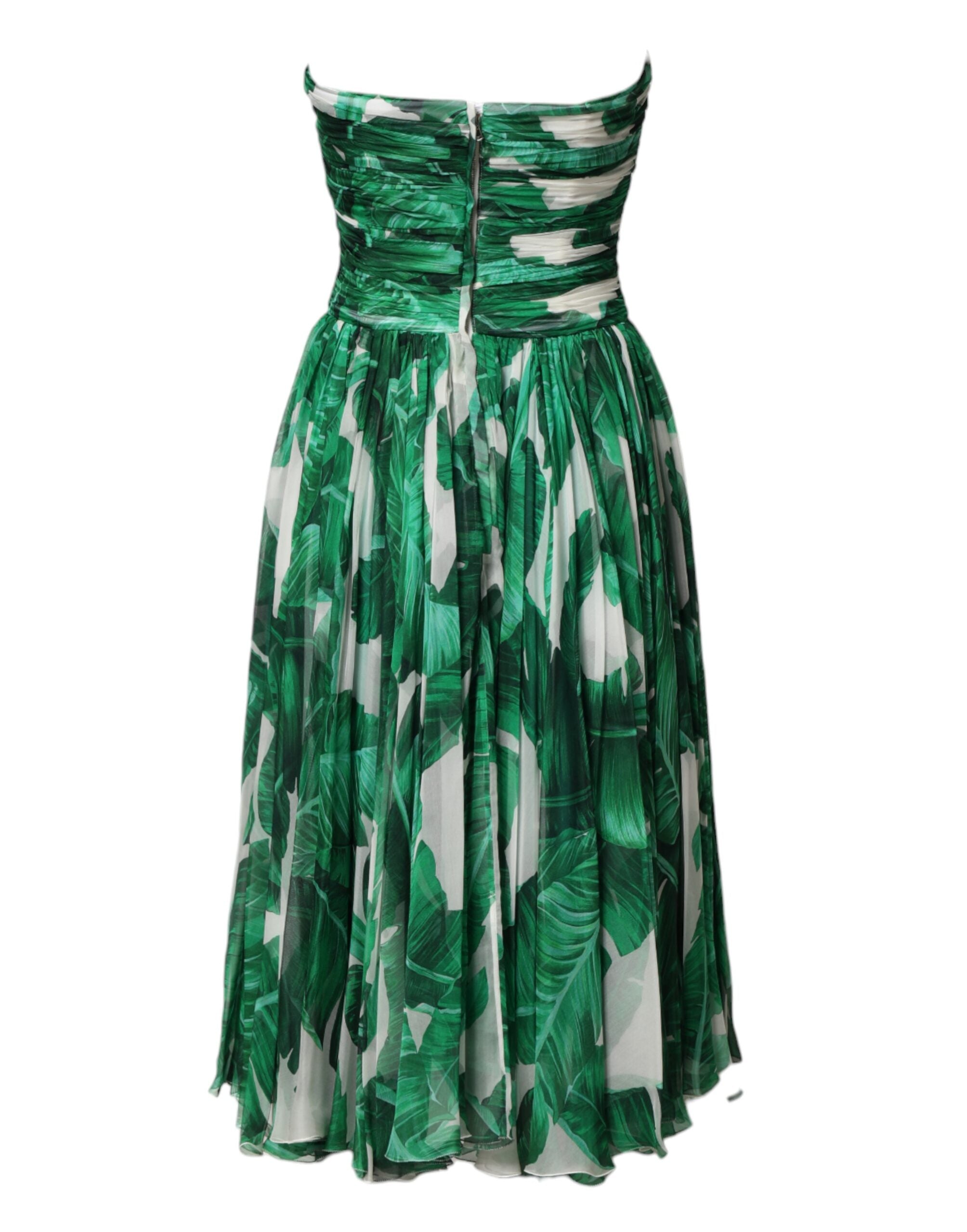 Dolce & Gabbana Green Pineapple Embellished BananaLeaf Dress