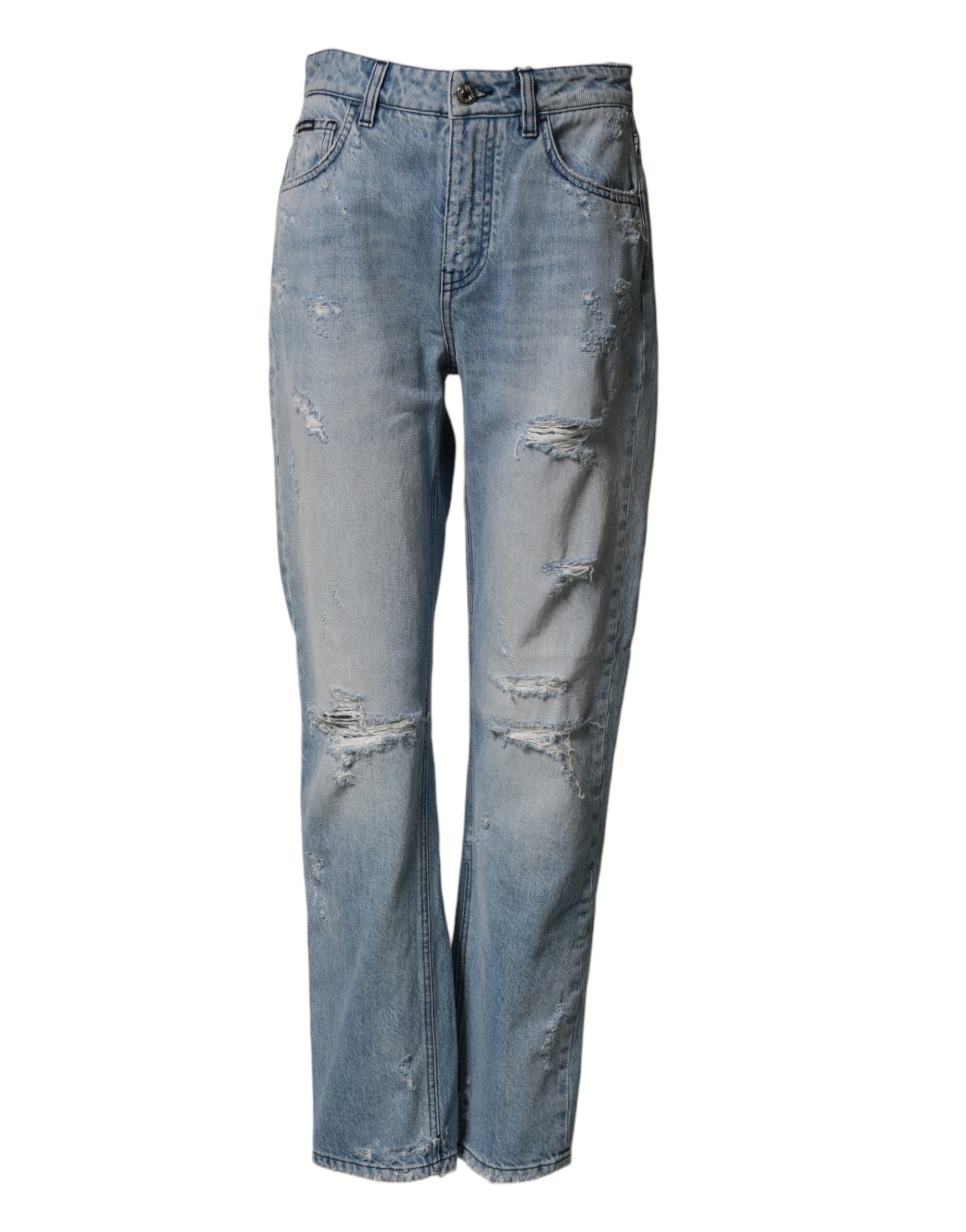 Dolce & Gabbana LightBlue Ripped Washed BOYFRIEND Denim Jeans