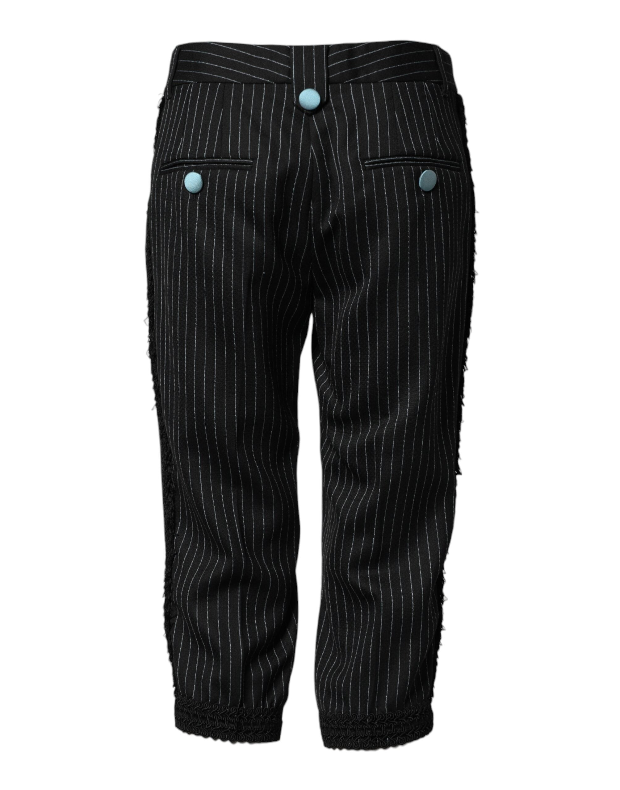 Dolce & Gabbana Black Wool Stripes Cropped Trouser Pants