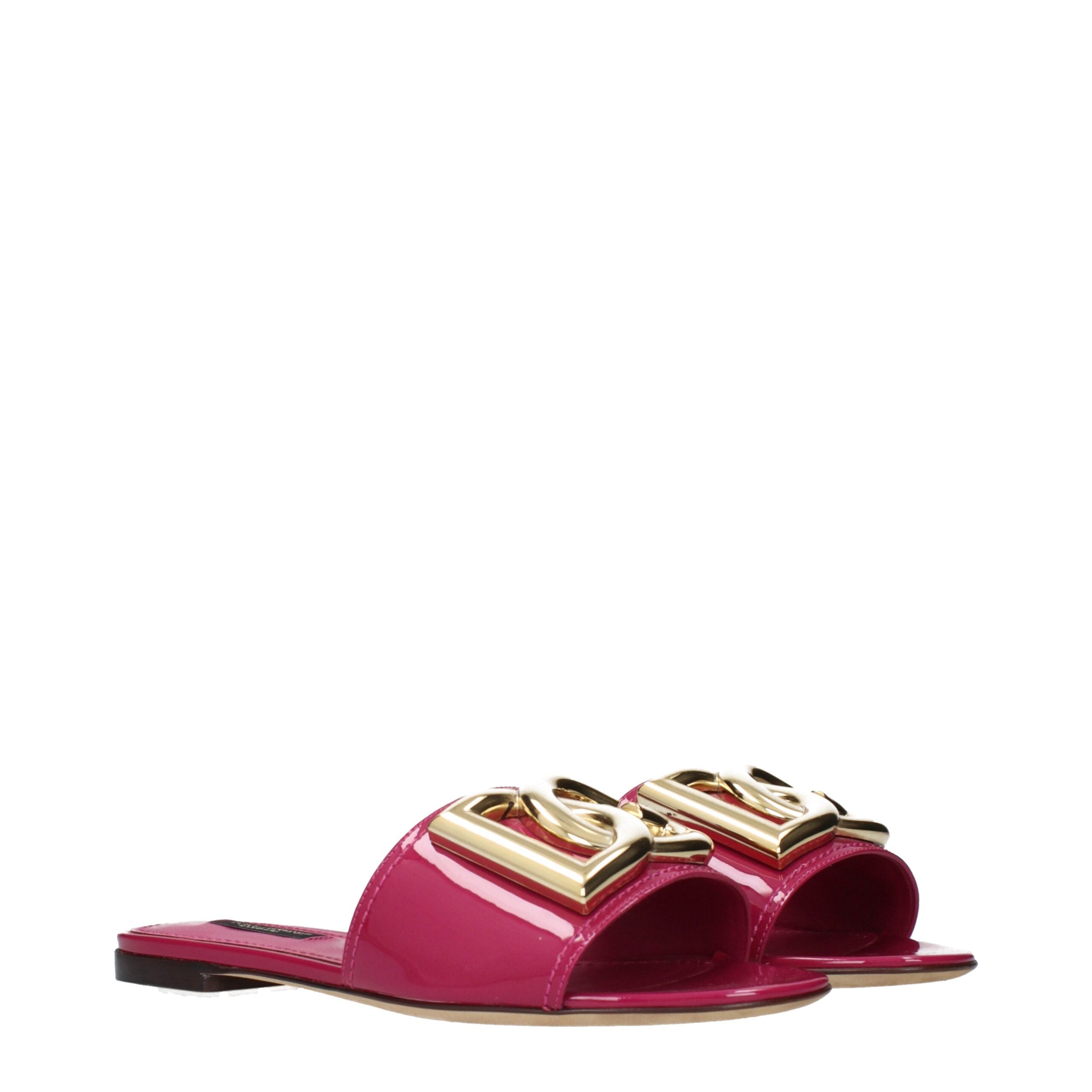 Dolce & Gabbana Pink Leather Slippers