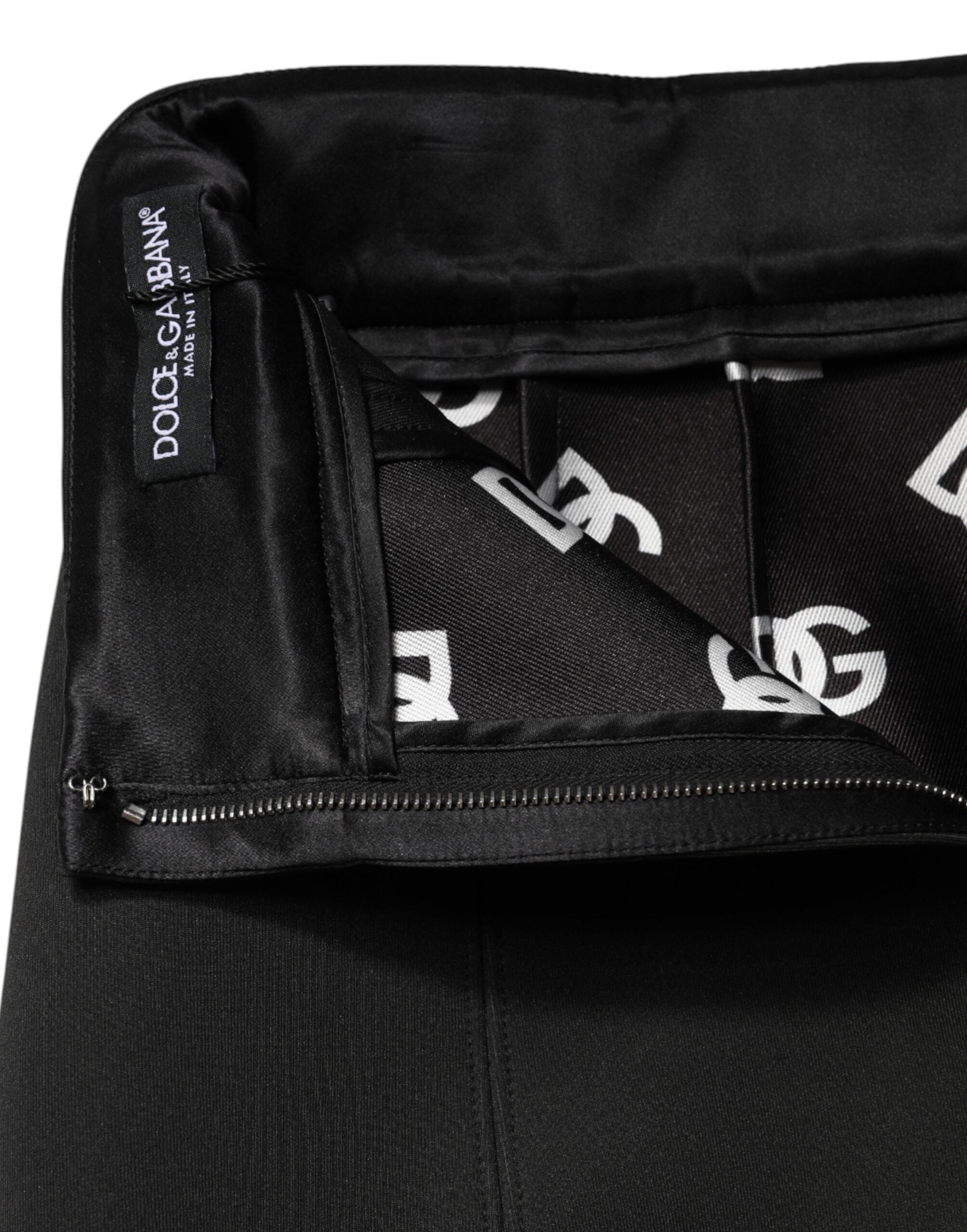 تنورة دولتشي آند غابانا القصيرة المصنوعة من النايلون الأسود بقصّة قلم رصاص وخصر مرتفع