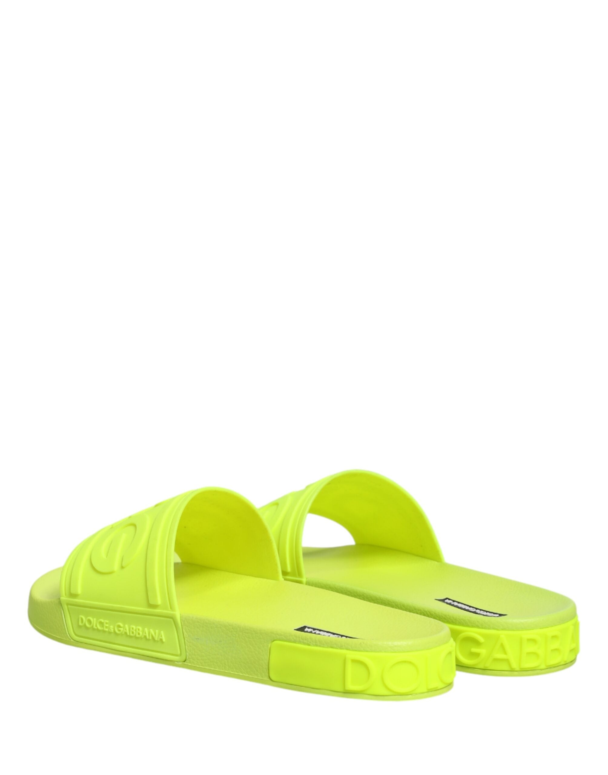 Dolce & Gabbana Green Rubber Slides Sandals Beachwear Shoes