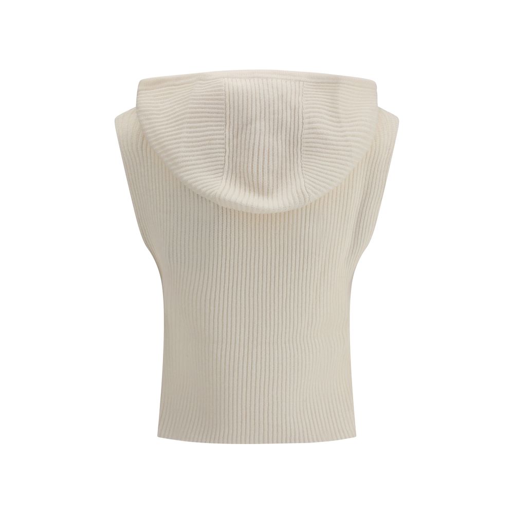 Max Mara White Wool Sleeveles Sweater