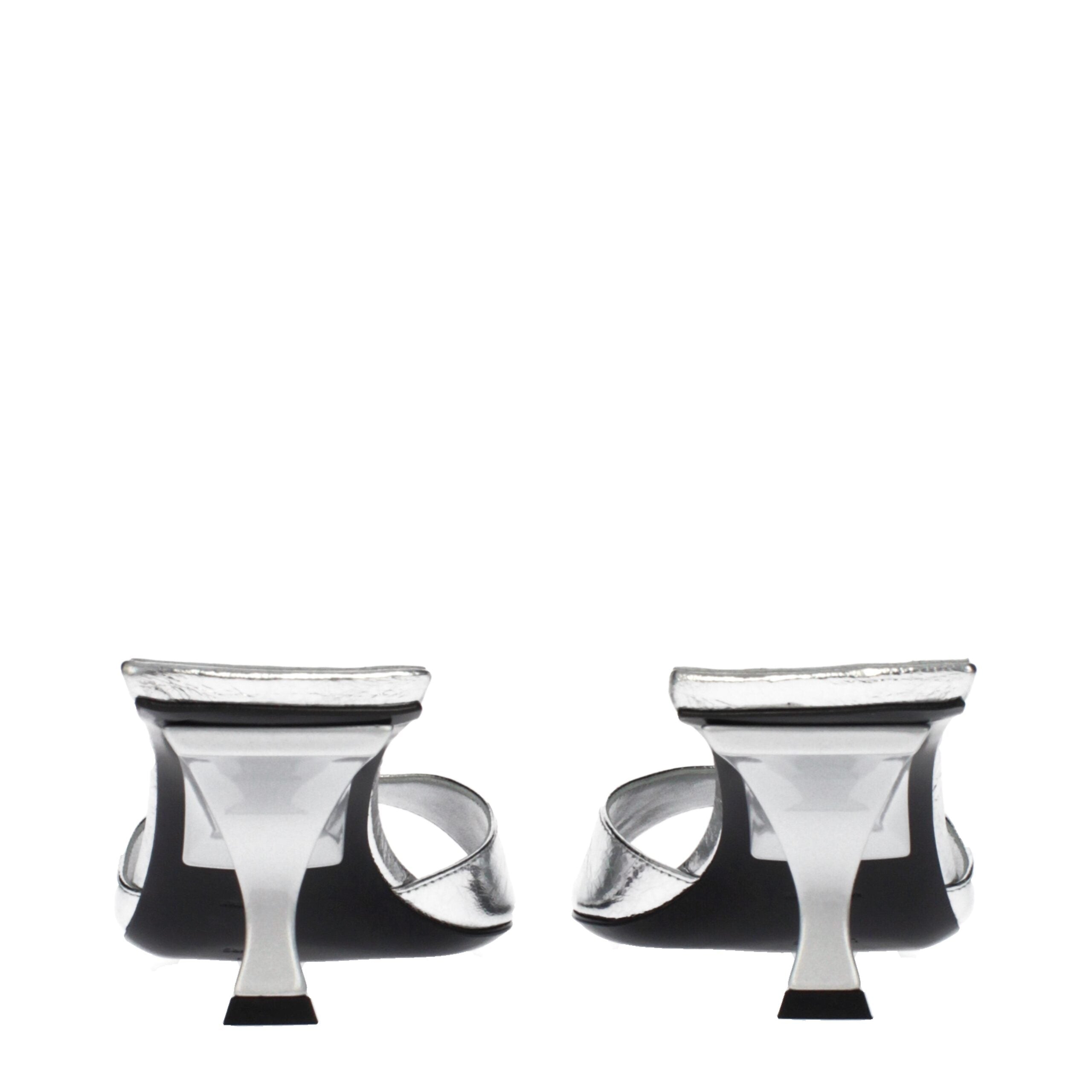 The Attico Gray Leather Flat Sandals