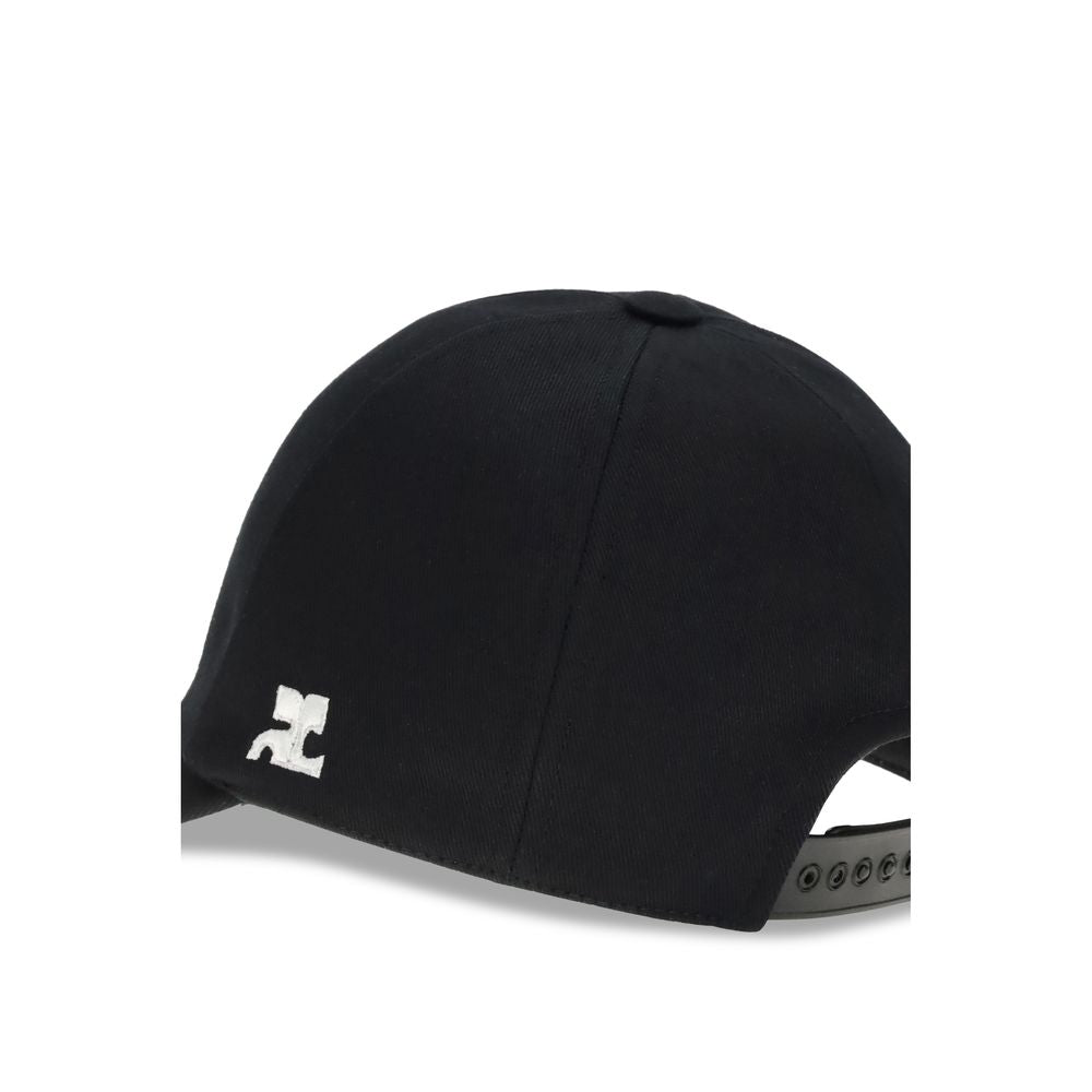 Courrèges Black Cotton Cap (Baseball Hat)