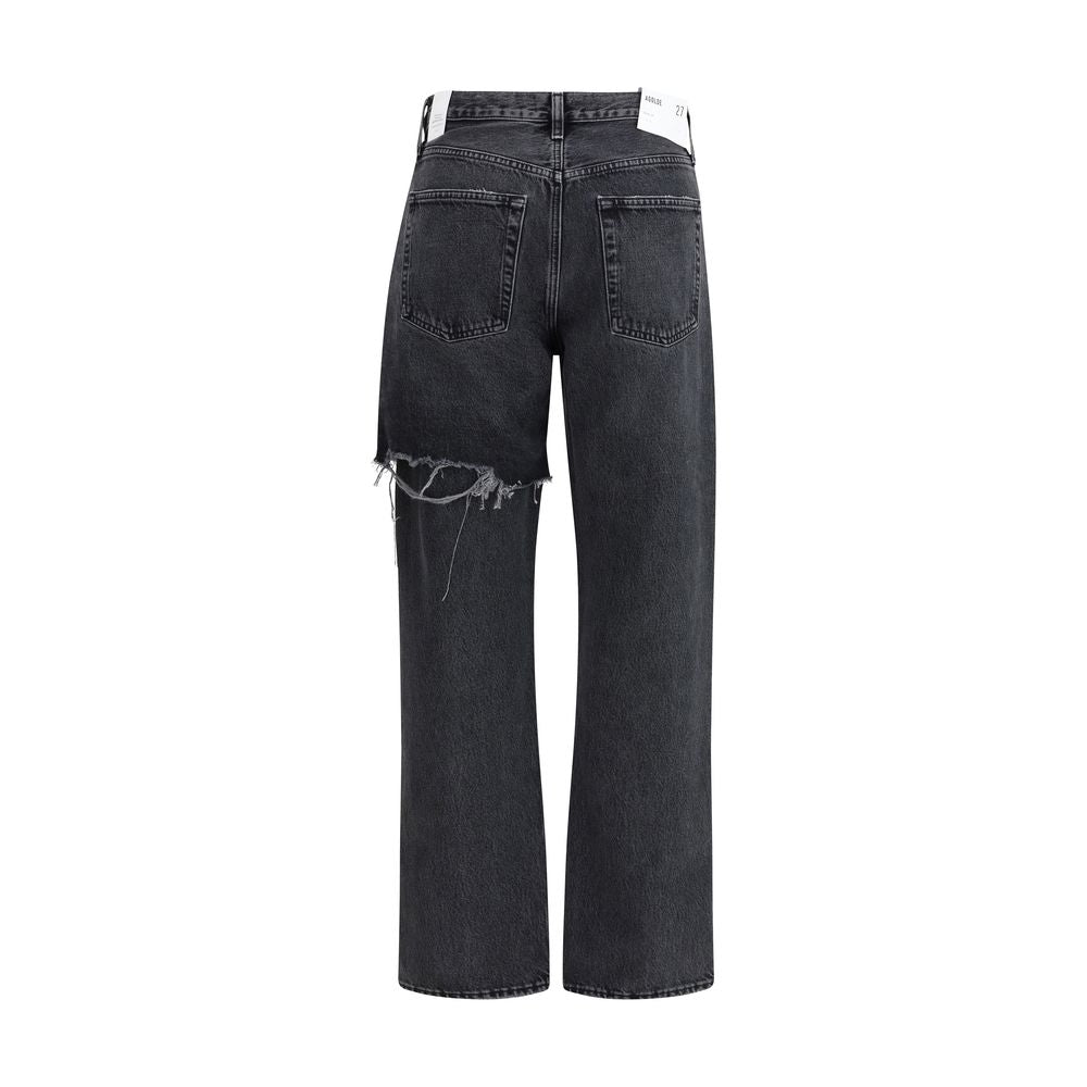 Agolde Black Recycled Cotton Straight-Leg Jeans