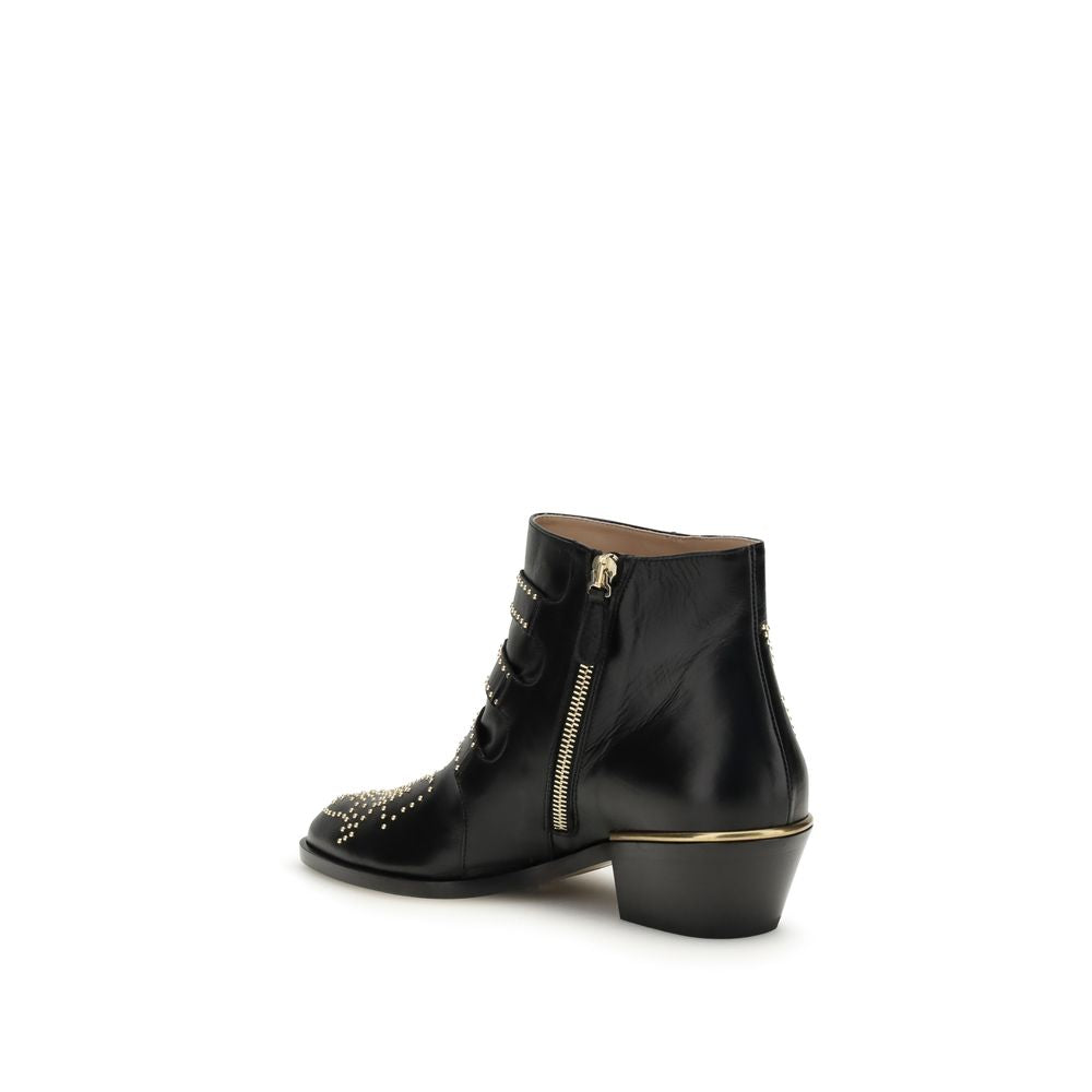 Chloé Black Calf Leather Bos Taurus Lace-Up Boots
