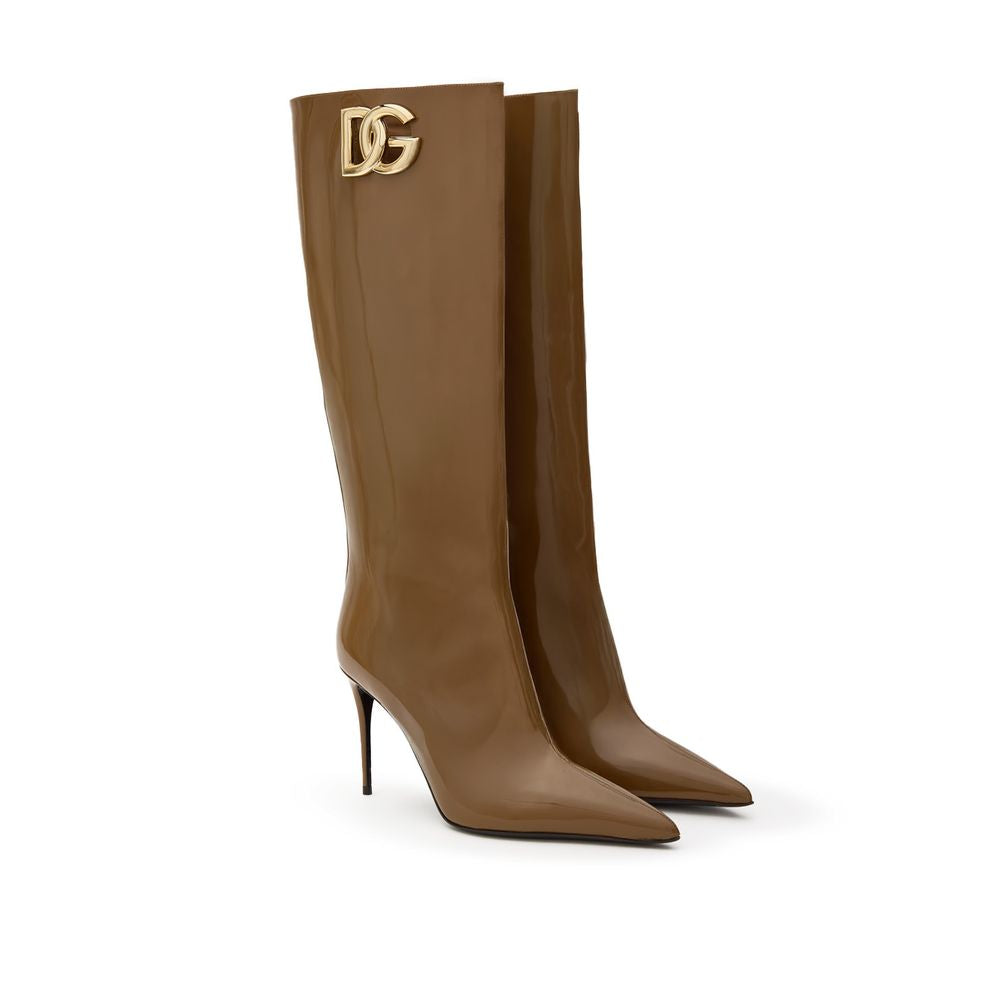 Dolce & Gabbana Brown Leather High Heel Boots