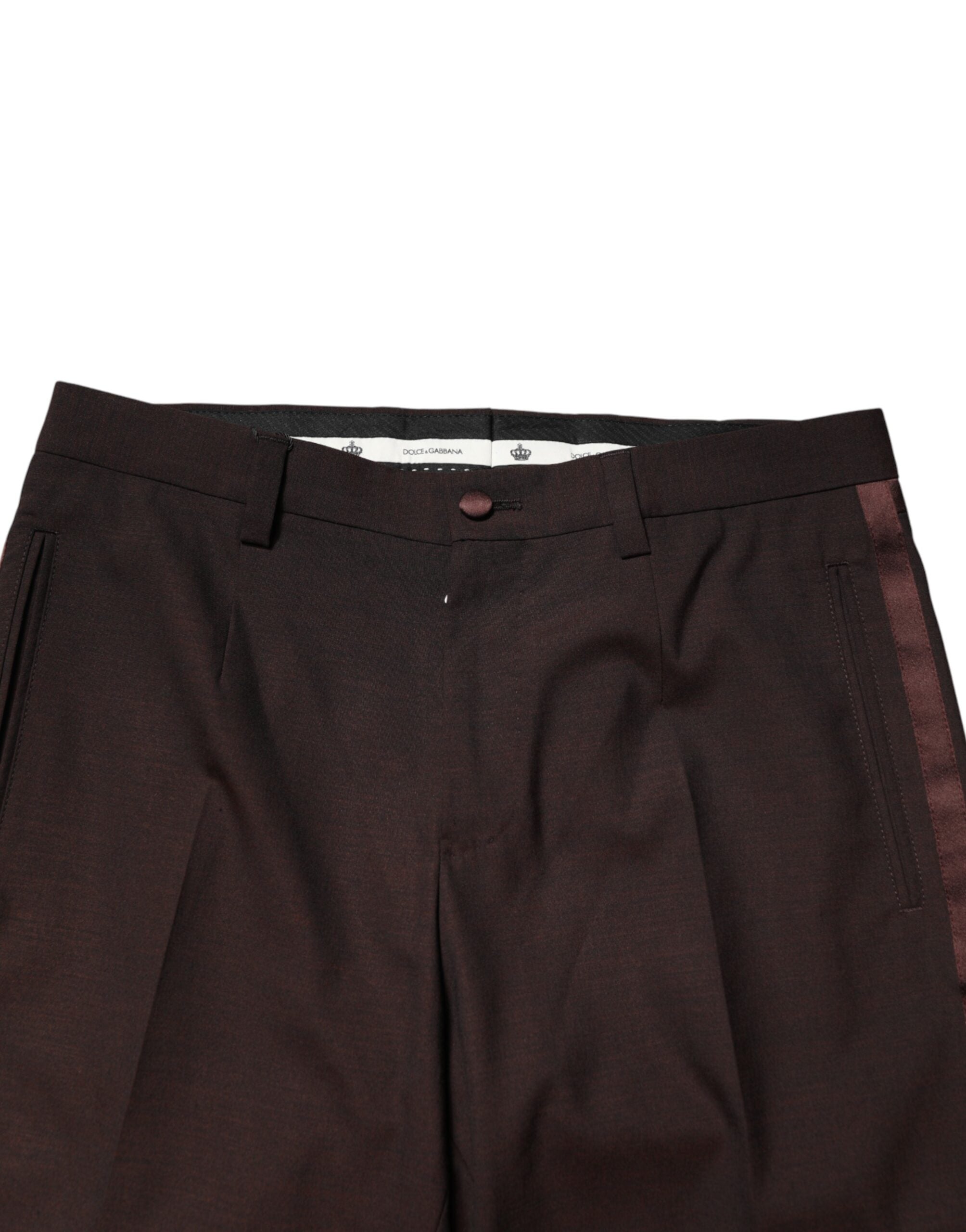 Dolce & Gabbana Brown Polyester Men Dress Trousers Pants