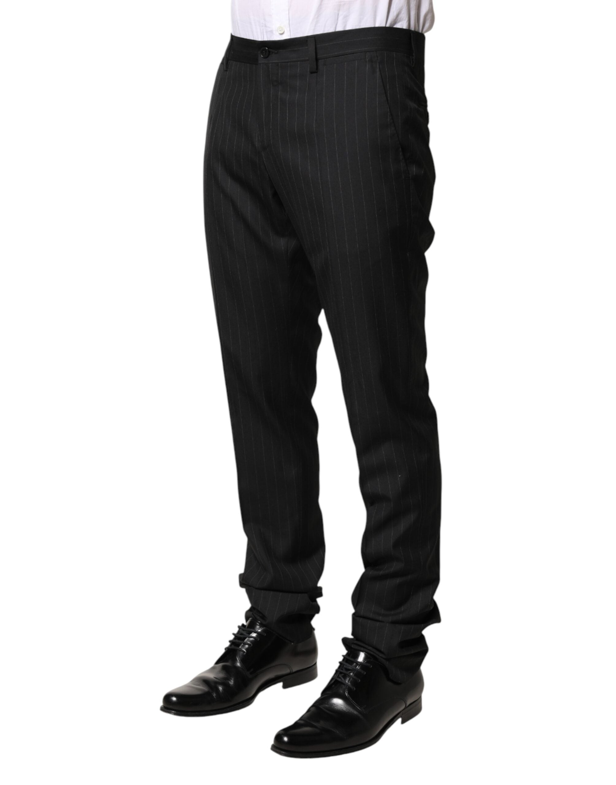 Dolce & Gabbana Black Stripes Wool Men Dress Trousers Pants
