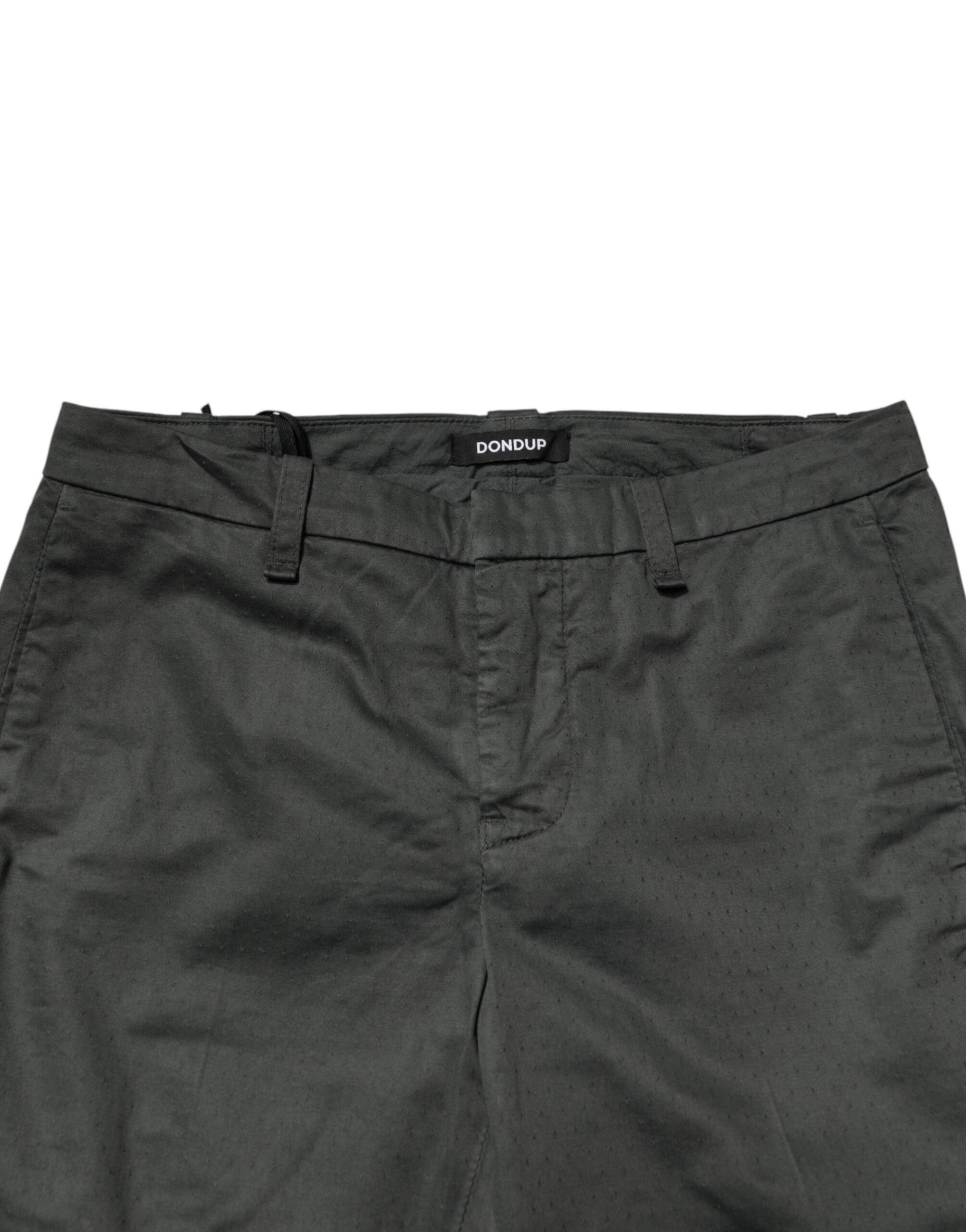 بنطلون دوندوپ رجالي من القطن باللون الرمادي الداكن بخصر متوسط ​​وضيق من قماش تشينو