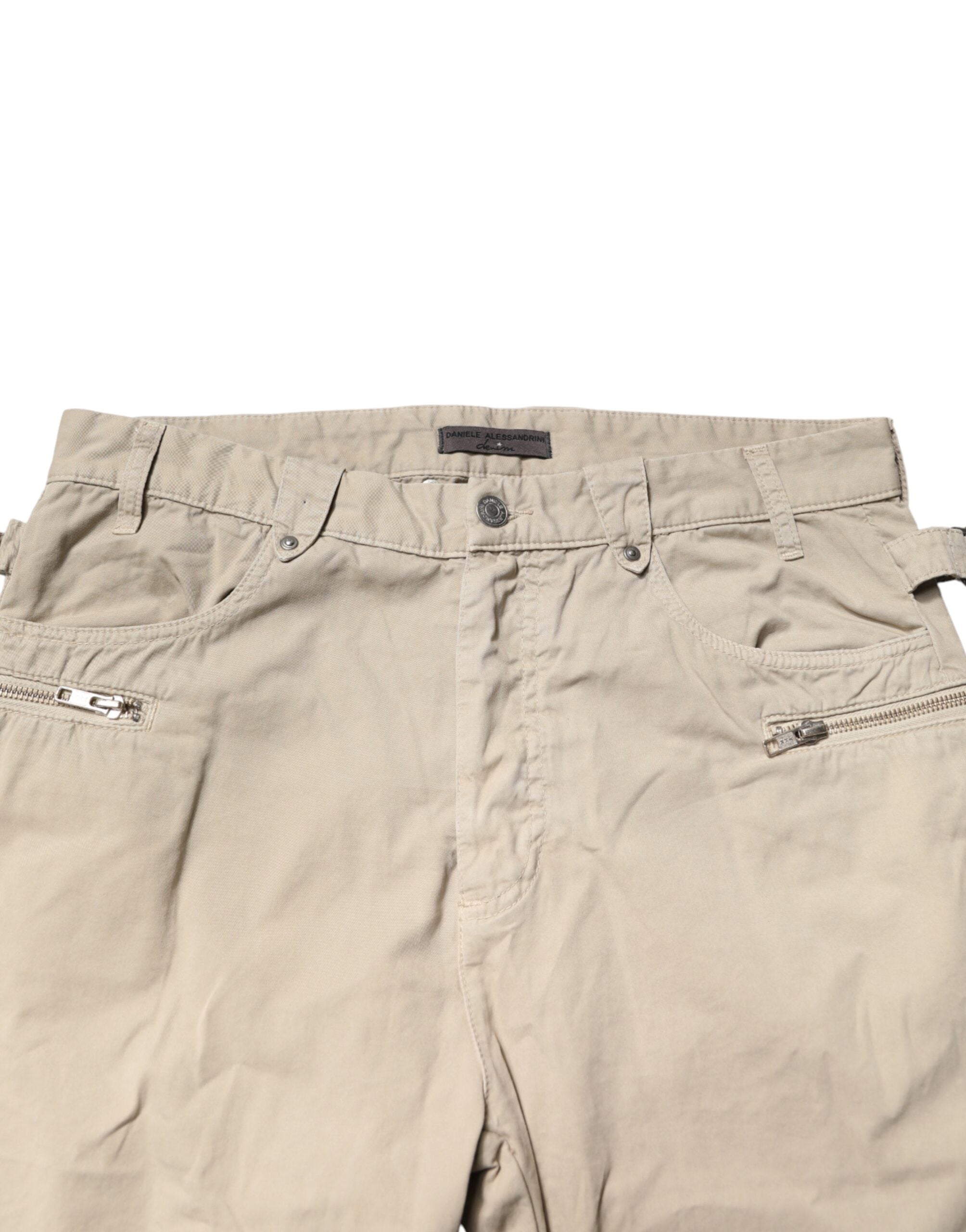 بنطلون جينز رجالي مستقيم متوسط ​​الخصر من دانييل أليساندريني، لون بيج، قطني