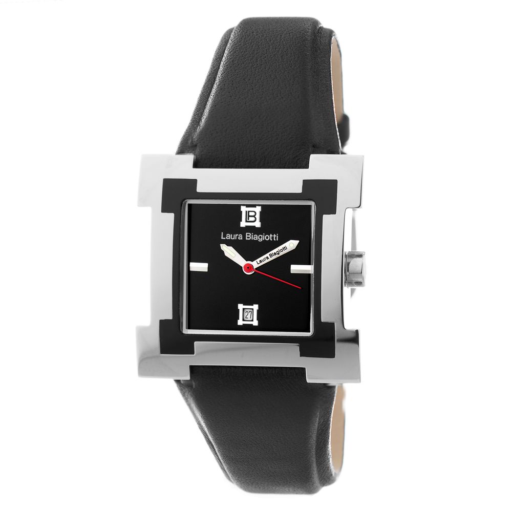 Laura Biagiotti Black Leather Dress Watch