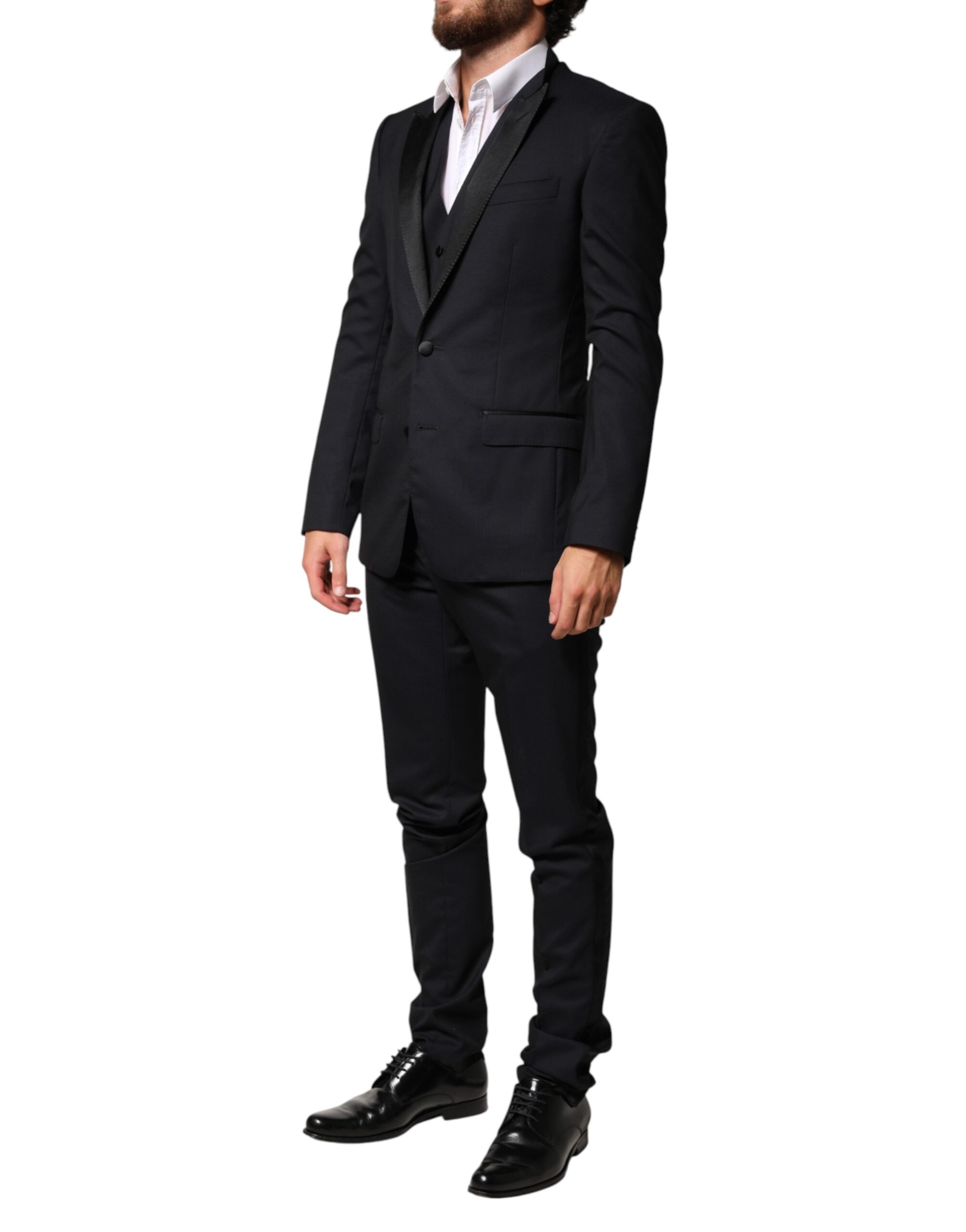 Dolce & Gabbana Black Wool Single Breasted 3 Piece Men Suit