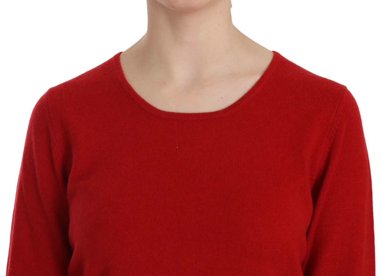 MILA SCHÖN Cashmere Red Round Neck Pullover Top Sweater - Luxe Marca