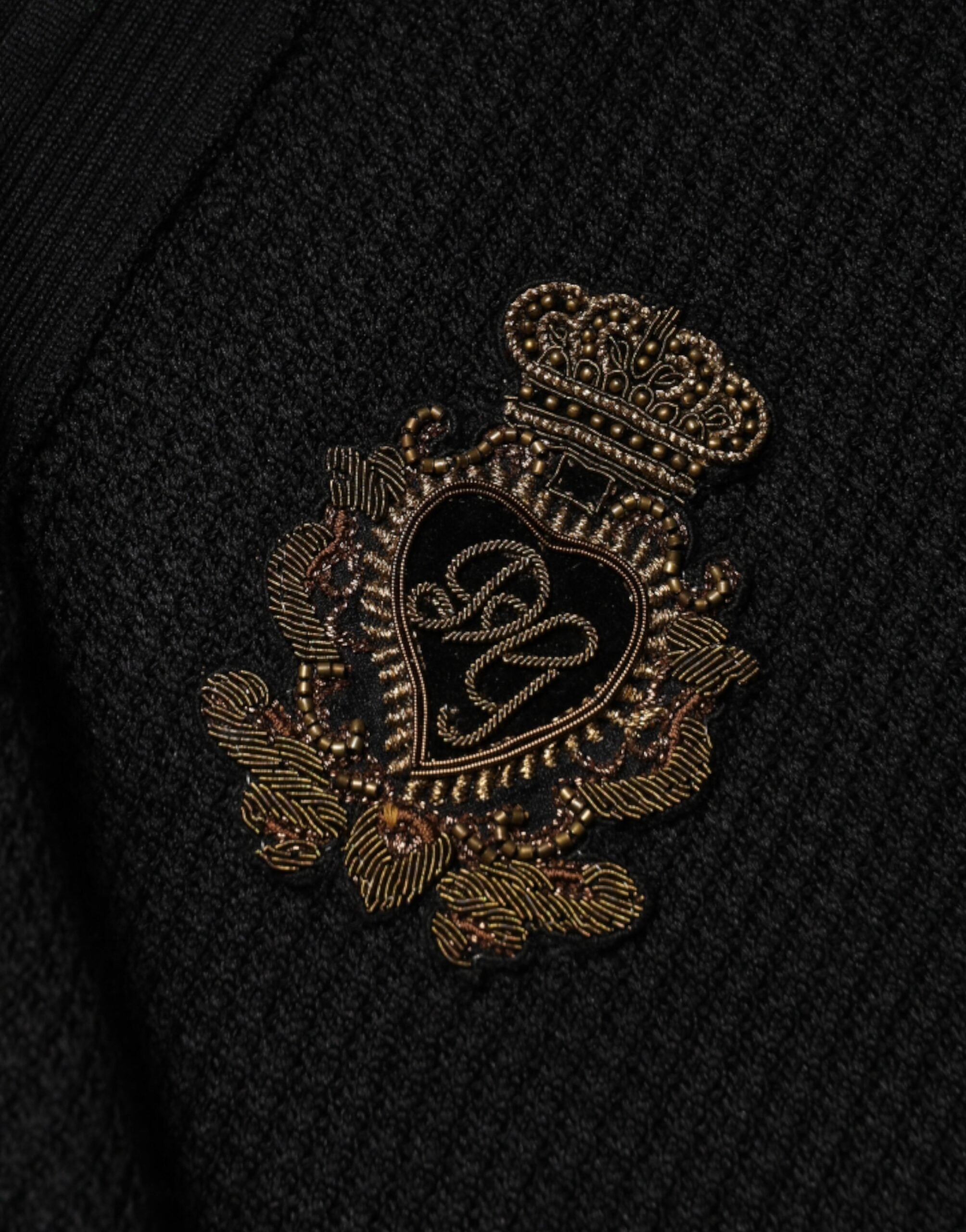 Dolce & Gabbana Black Crest Long Sleeve Men Pullover Sweater