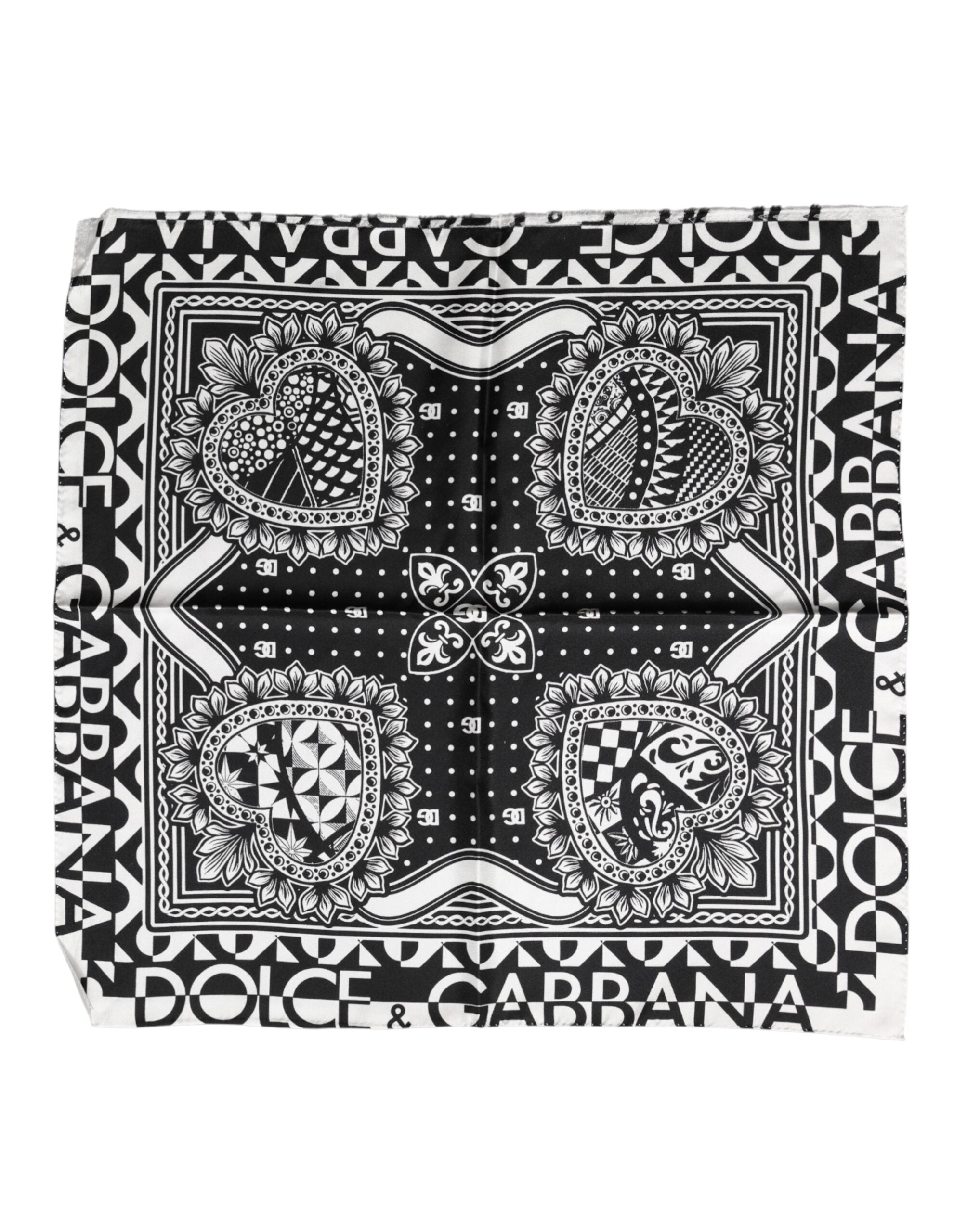Dolce & Gabbana Black Bandana Print Silk Neck Foulard Scarf