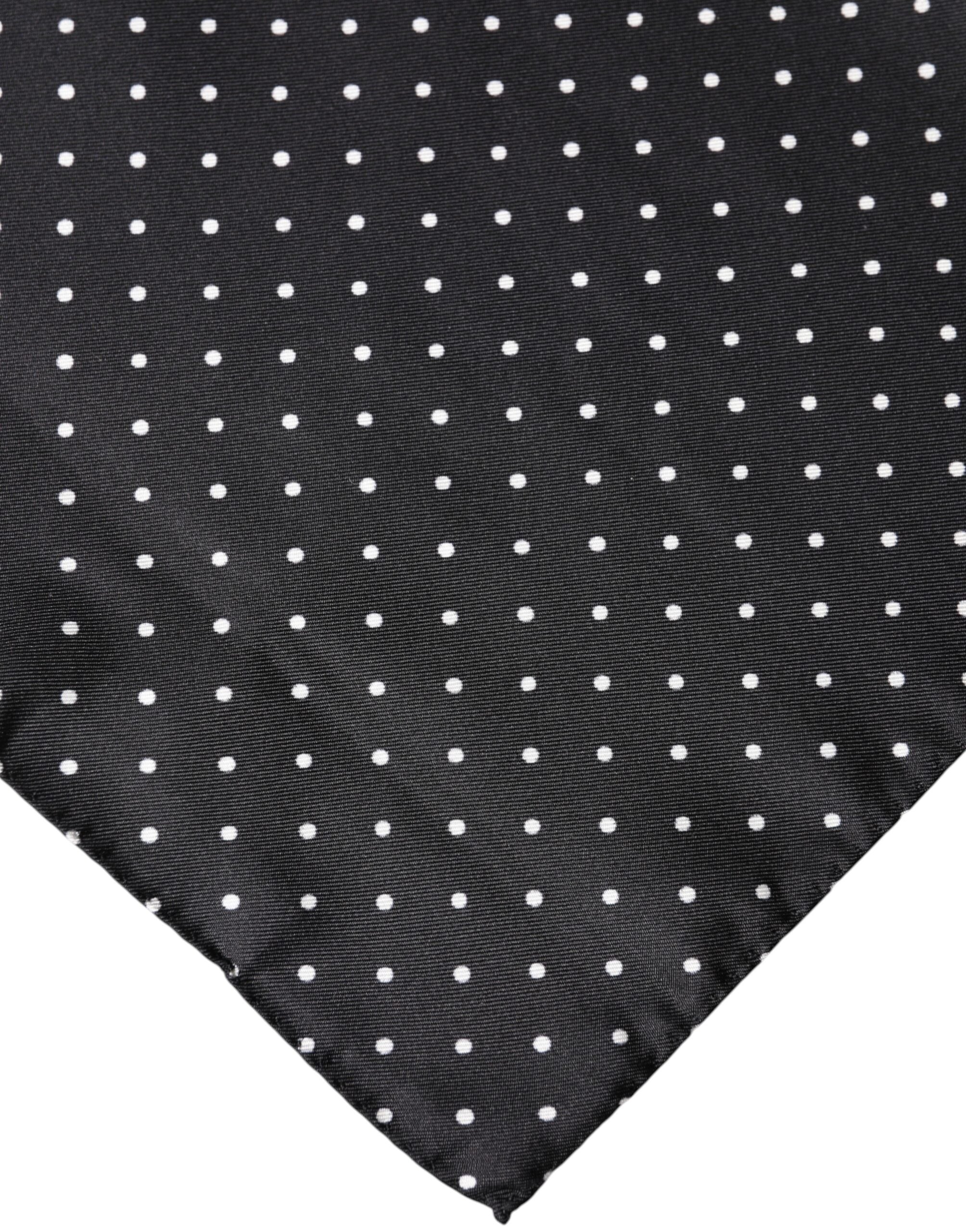 Dolce & Gabbana Black Polka Dot Silk Square Foulard Scarf