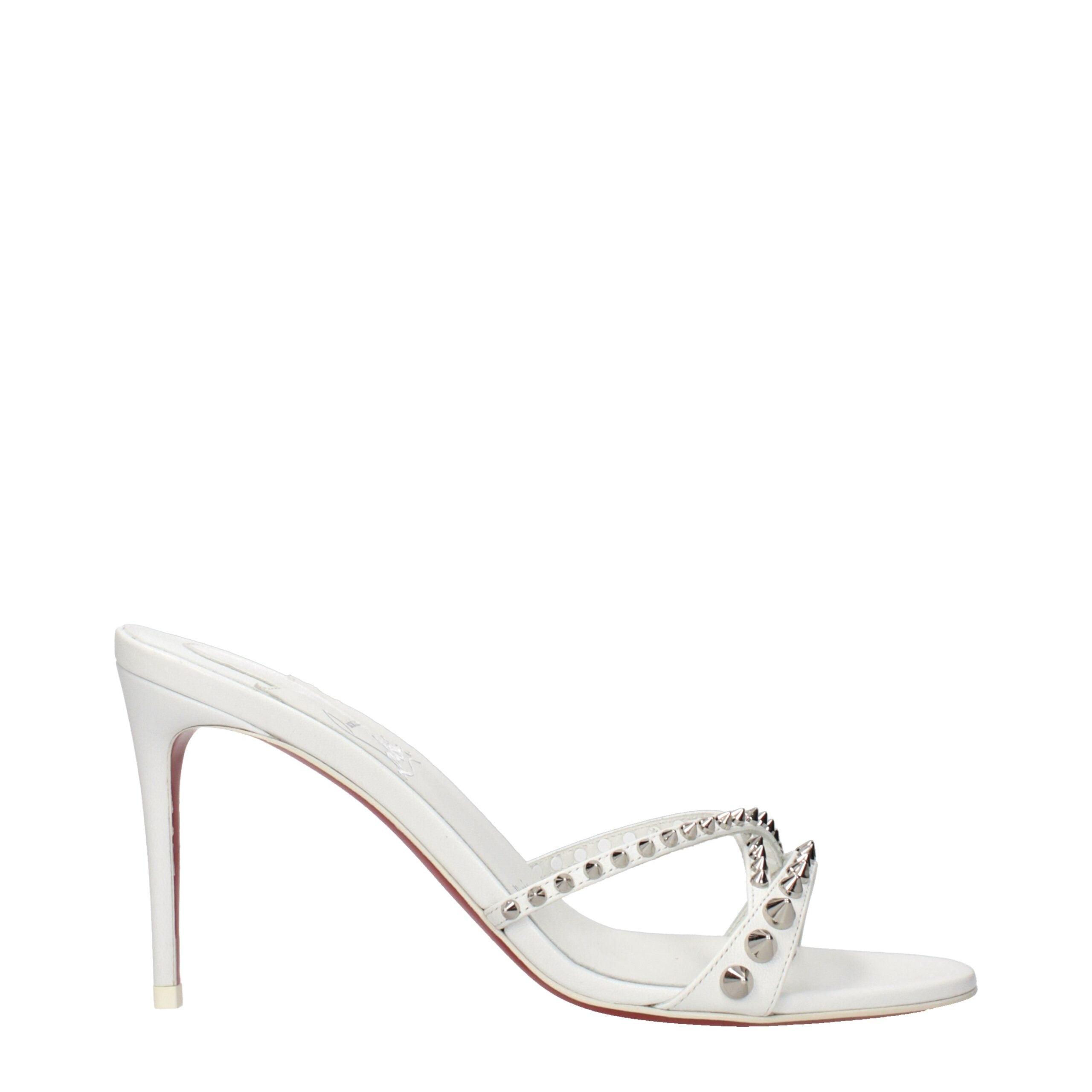 Christian Louboutin White Leather Stiletto Heel Sandals