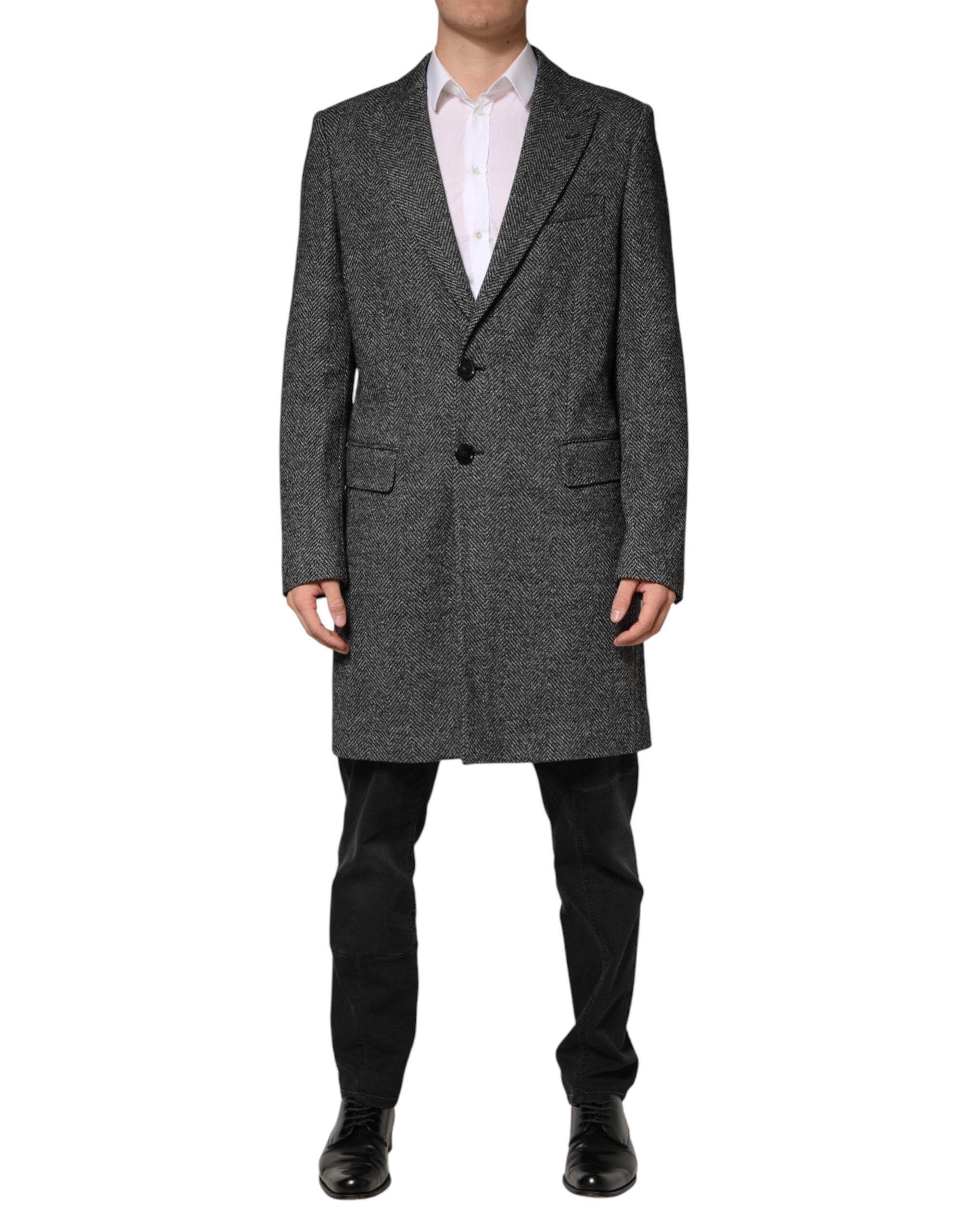 Dolce & Gabbana Gray Wool Blend Long Trench Coat Men Jacket - Luxe Marca