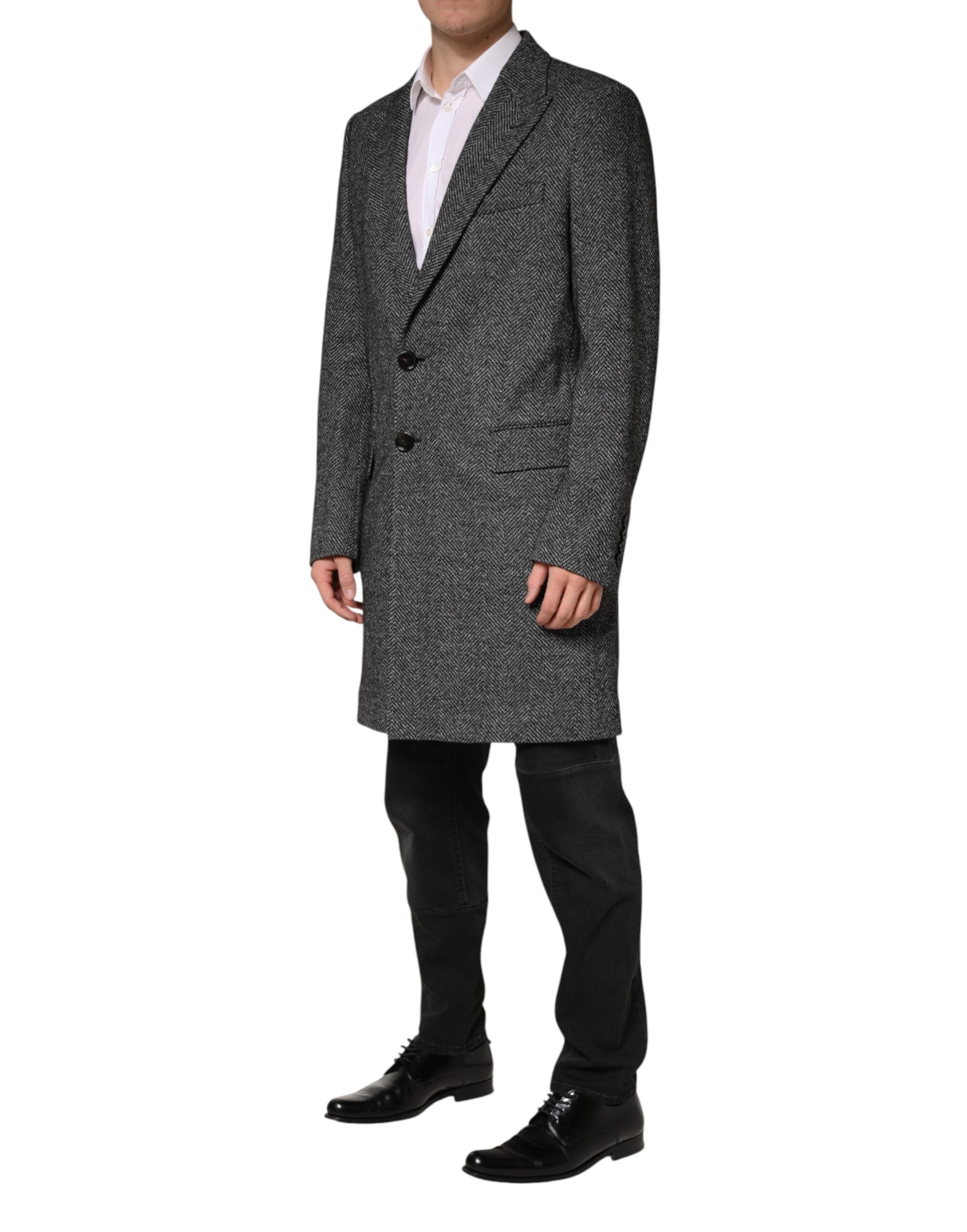 Dolce & Gabbana Gray Wool Blend Long Trench Coat Men Jacket - Luxe Marca