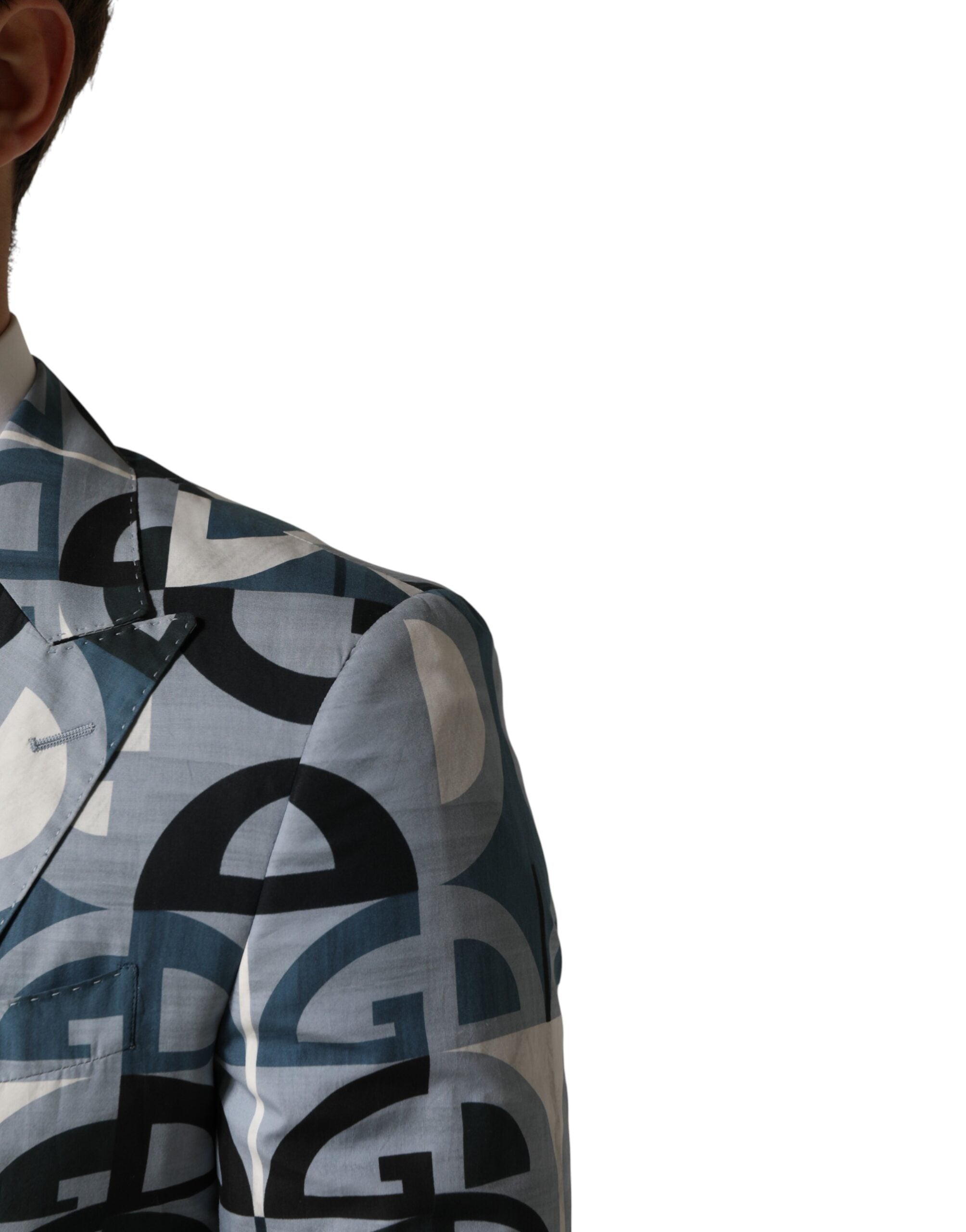 Dolce & Gabbana Blue Logo Monogram Single Breasted Blazer - Luxe Marca