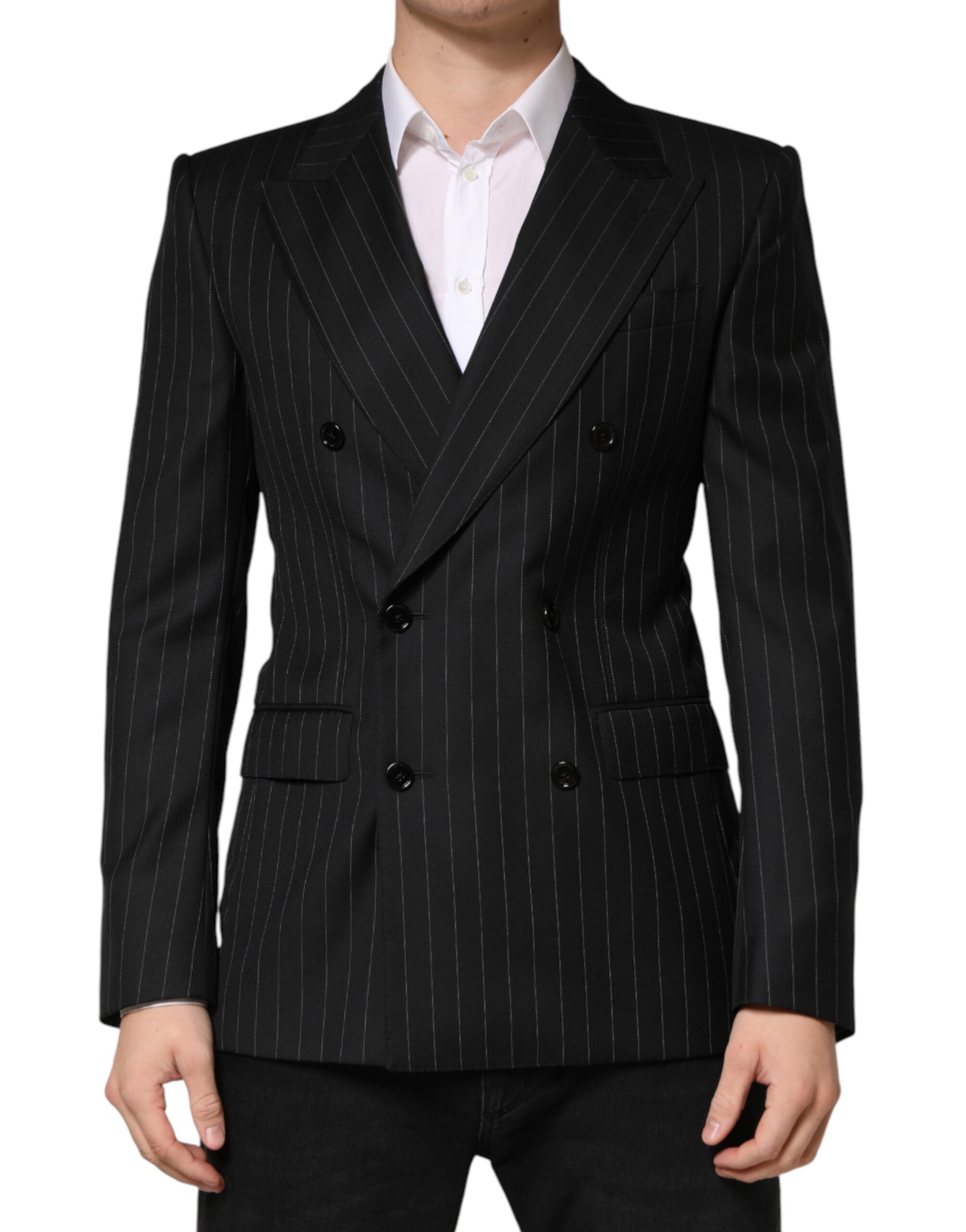 Dolce & Gabbana Black Stripes Double Breasted 2Button Blazer - Luxe Marca