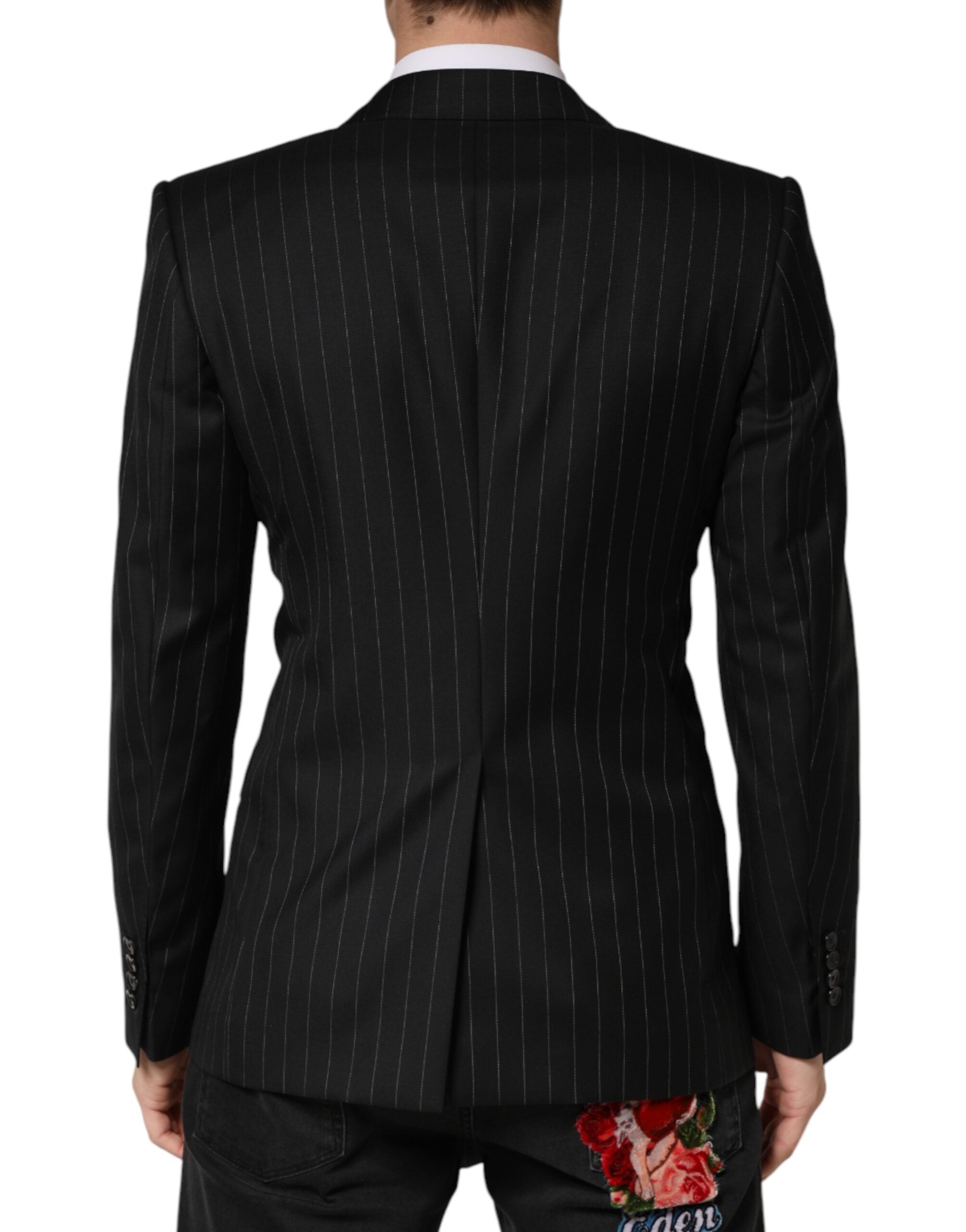 Dolce & Gabbana Black Stripes Double Breasted 2Button Blazer - Luxe Marca