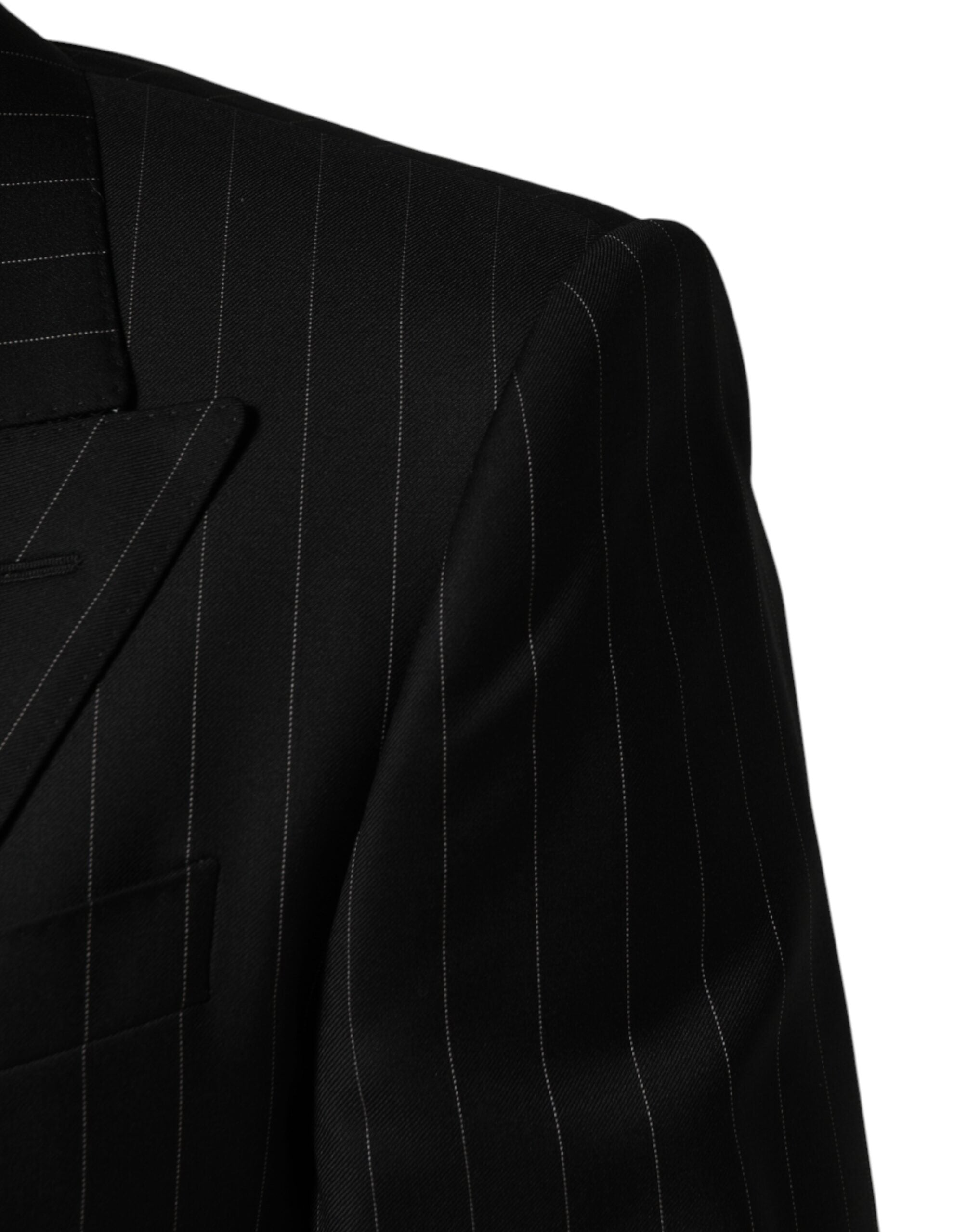Dolce & Gabbana Black Stripes Double Breasted 2Button Blazer - Luxe Marca