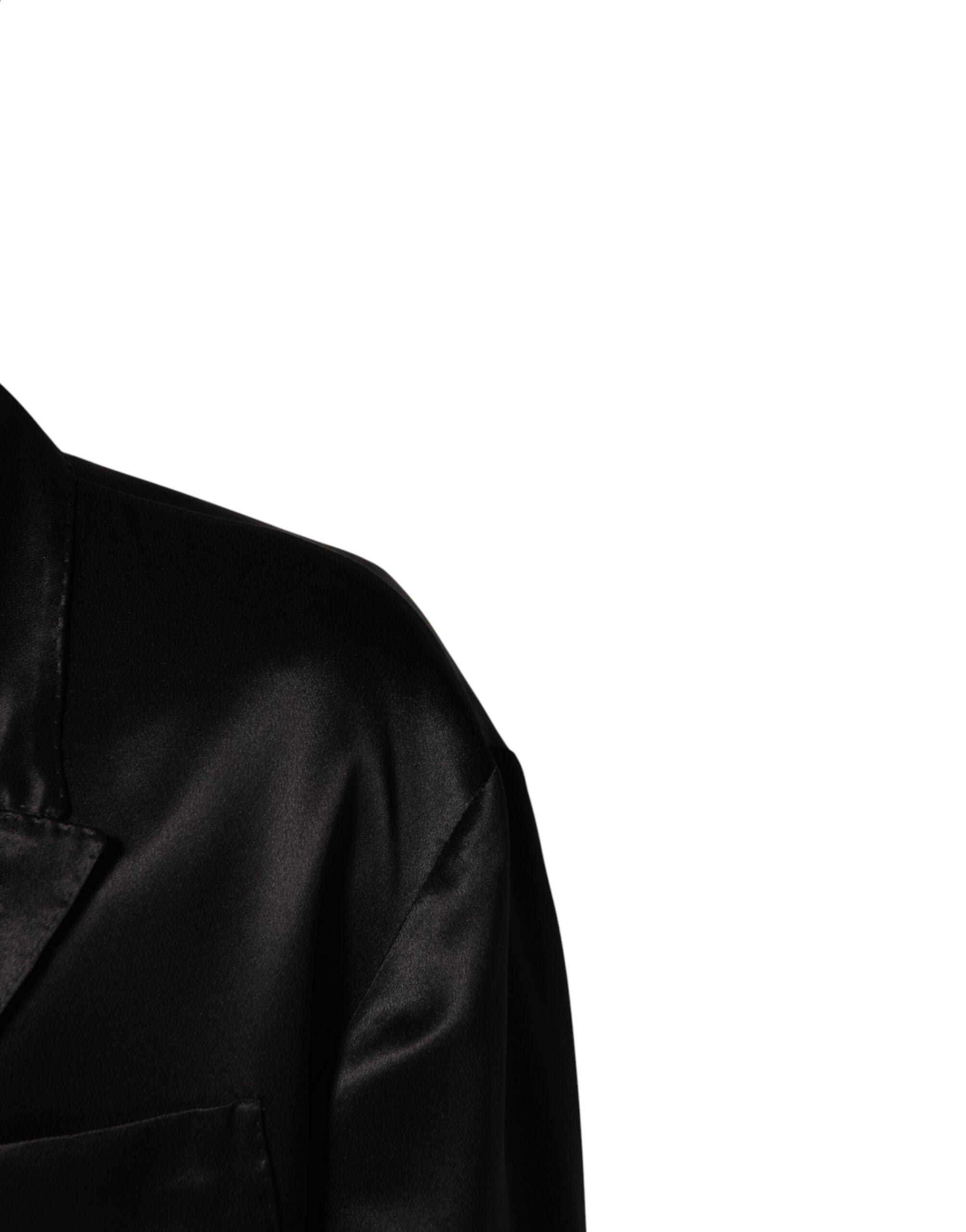 Dolce & Gabbana Black Silk Double Breasted 2 Button Blazer - Luxe Marca