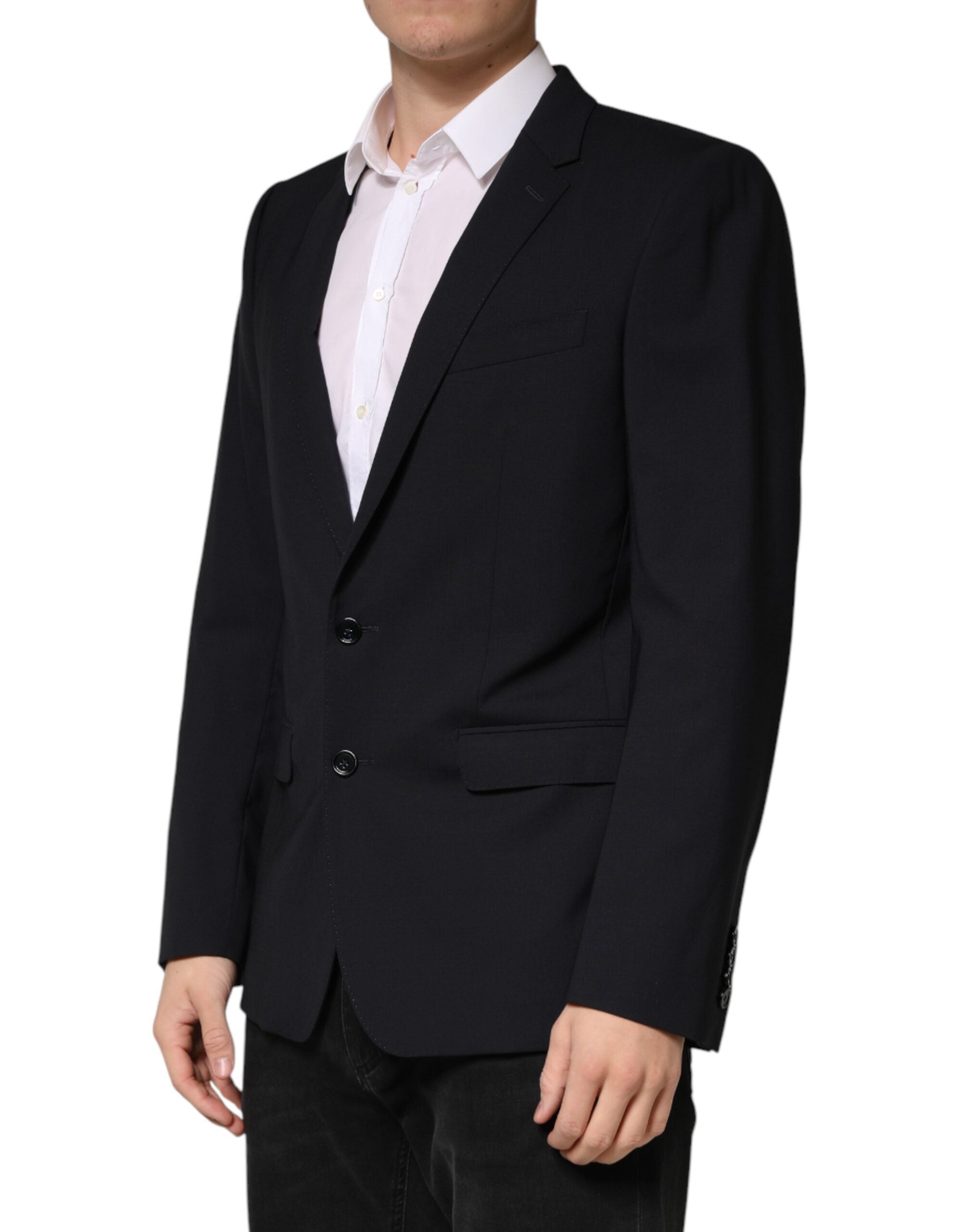Dolce & Gabbana Black Wool Single Breasted 2 Button Blazer - Luxe Marca